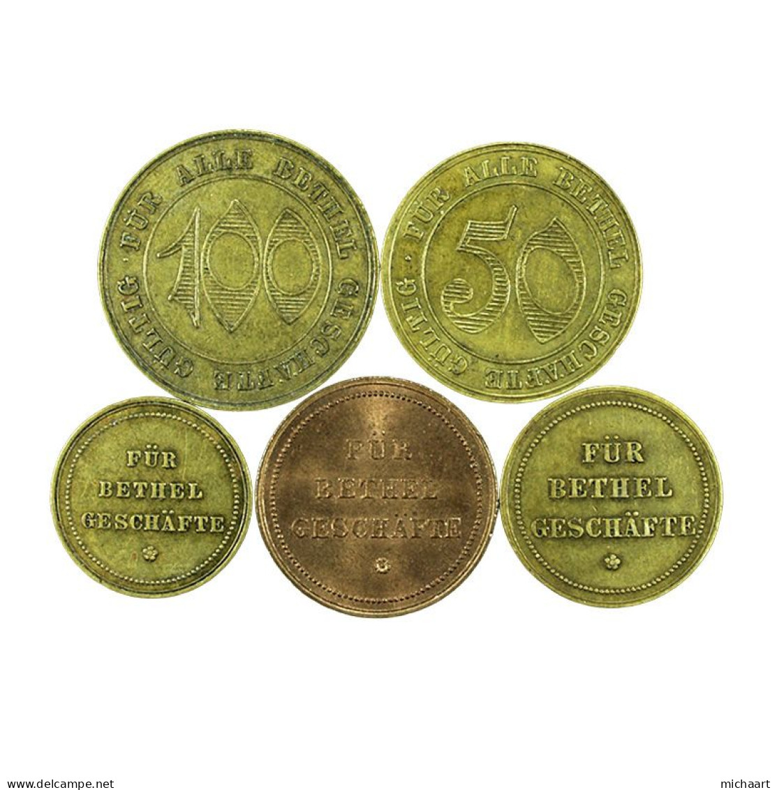 Token Bielefeld Bethel Shops Lot Of 5 Germany 5 10 50 100 Pfennig 03758 - Notgeld