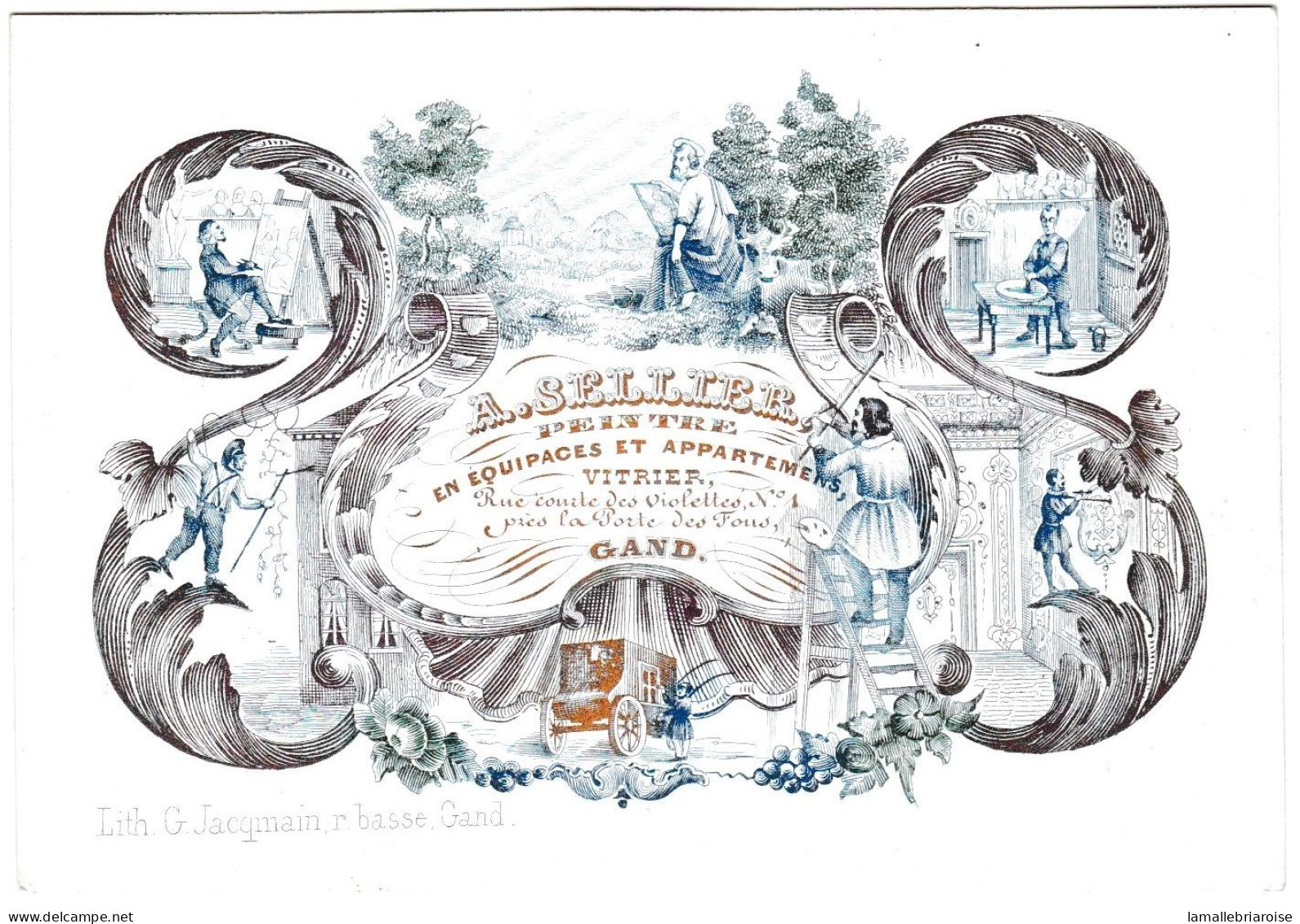 Belgique "Carte Porcelaine" Porseleinkaart, A. Sellier, Peintre, Gand, Dim:117x 82mm - Porcelana