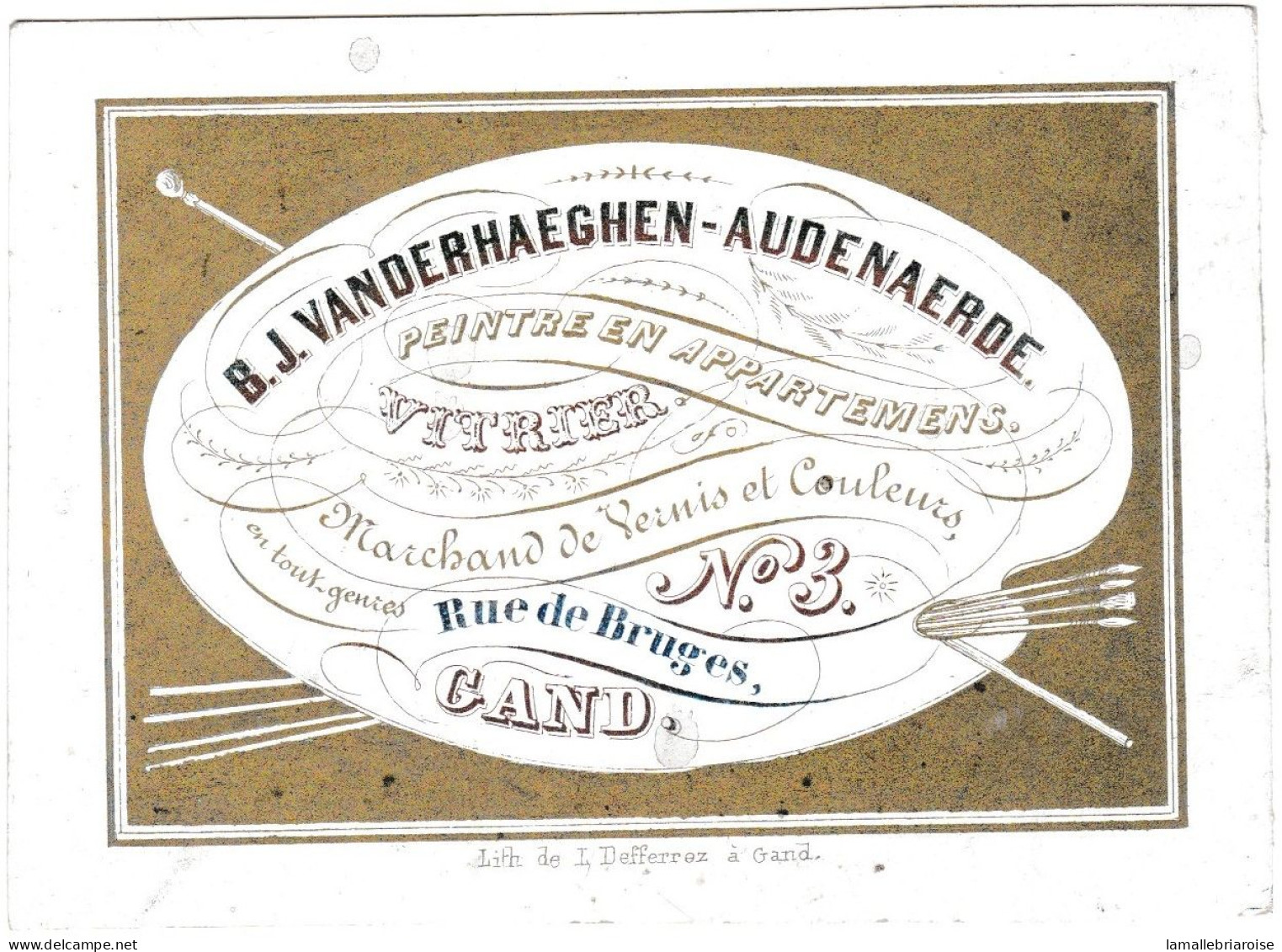 Belgique "Carte Porcelaine" Porseleinkaart, B. J. Vanderhaegen - Audenarde, Peintre, Gand, Dim:104x 76mm - Porcelana