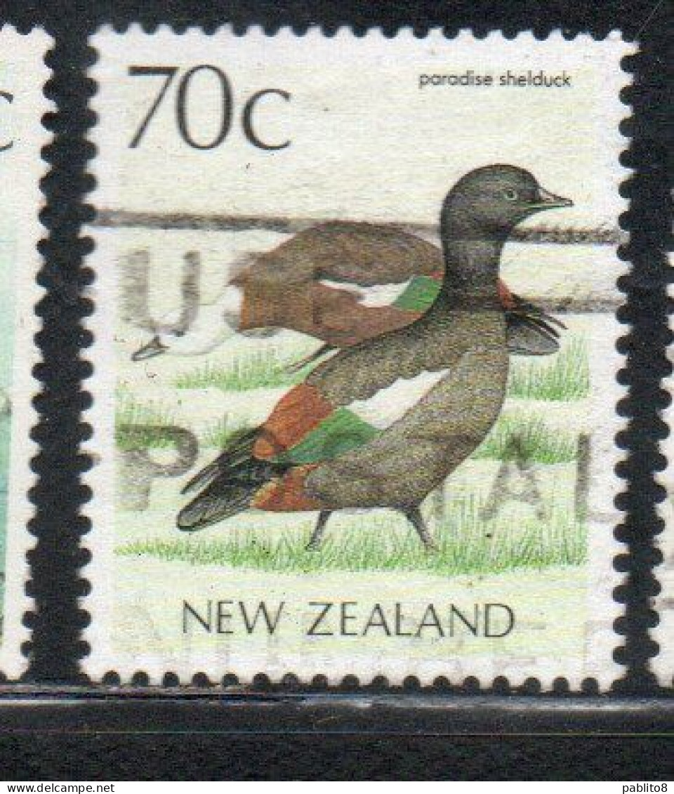 NEW ZEALAND NUOVA ZELANDA 1985 1988 LOCAL BIRD PARADISE SHELDUCK 70c USED USATO OBLITERE' - Used Stamps