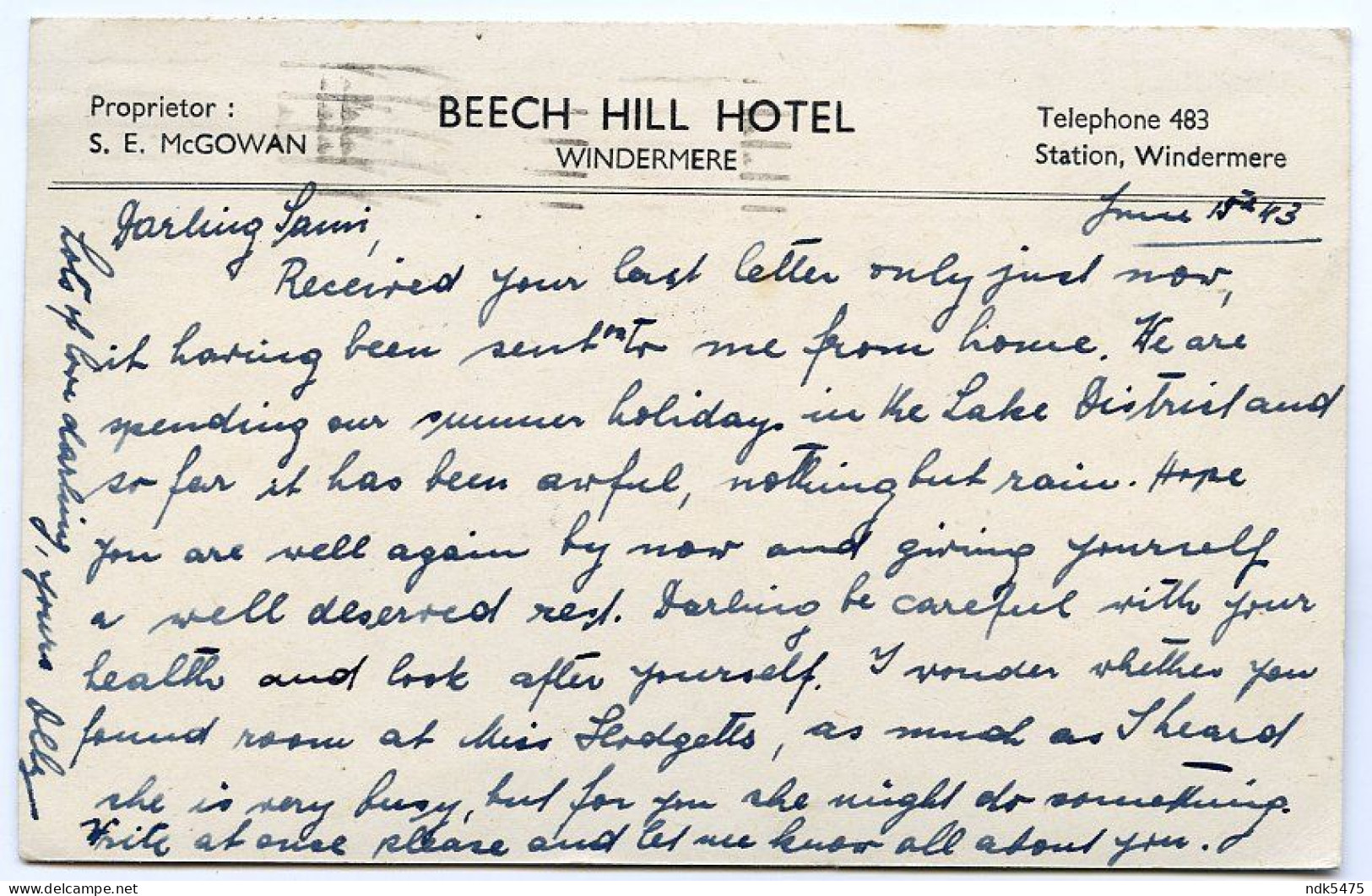 WINDERMERE : BEECH HILL HOTEL, 1943 / BIRMINGHAM, EDGBASTON, STIRLING ROAD (LOEWENSOHN) - Windermere