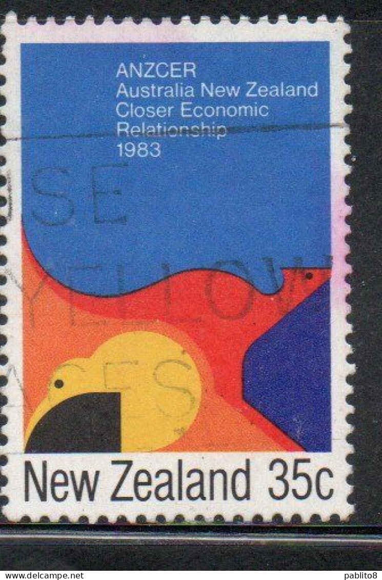 NEW ZEALAND NUOVA ZELANDA 1983 AUSTRALIA CLOSER ECONOMIC RELATIONSHIP AGREEMENT 35c USED USATO OBLITERE' - Oblitérés