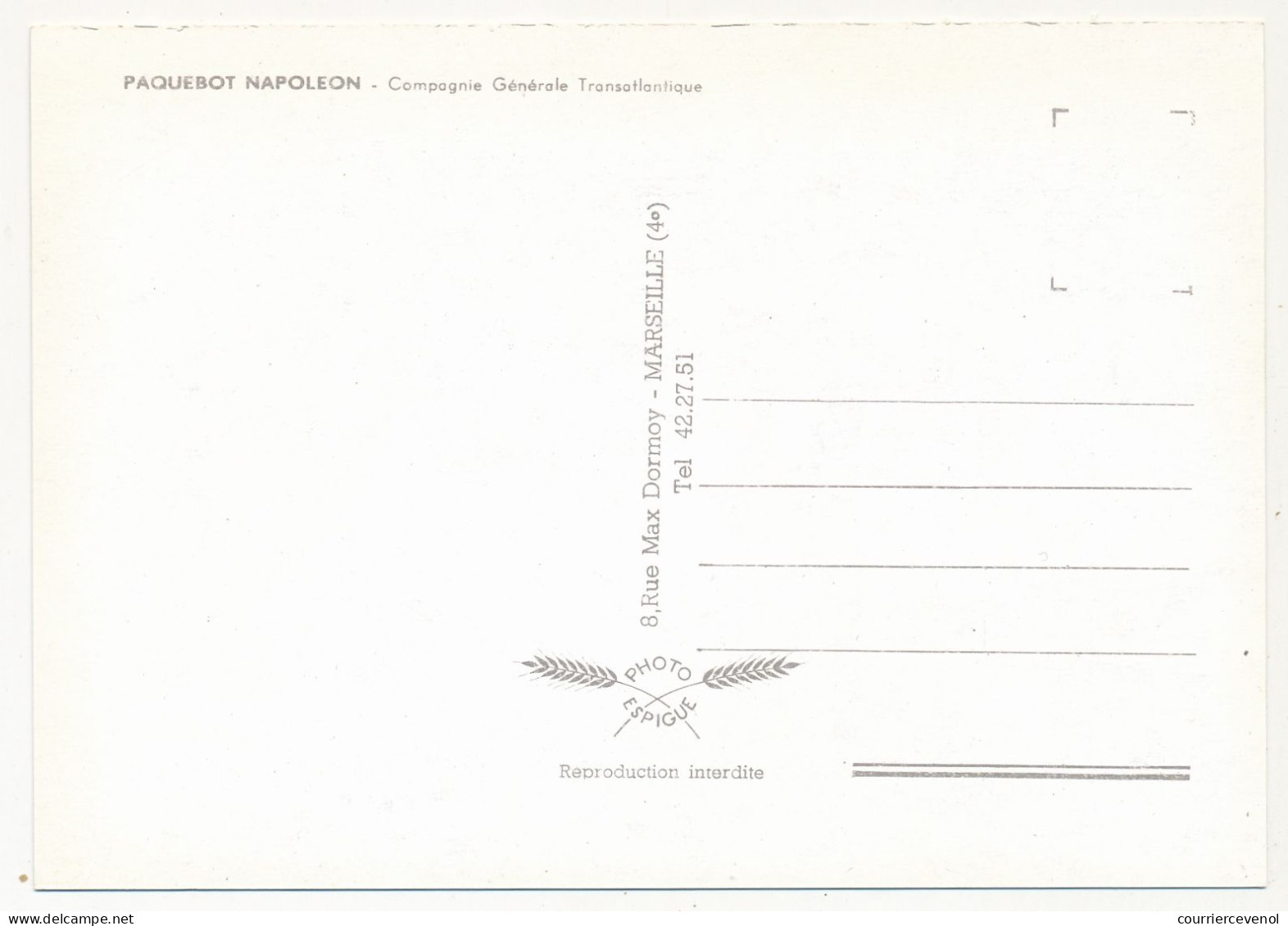 CPM - Paquebot "Napoléon" - Compagnie Générale Transatlantique - Paquebote