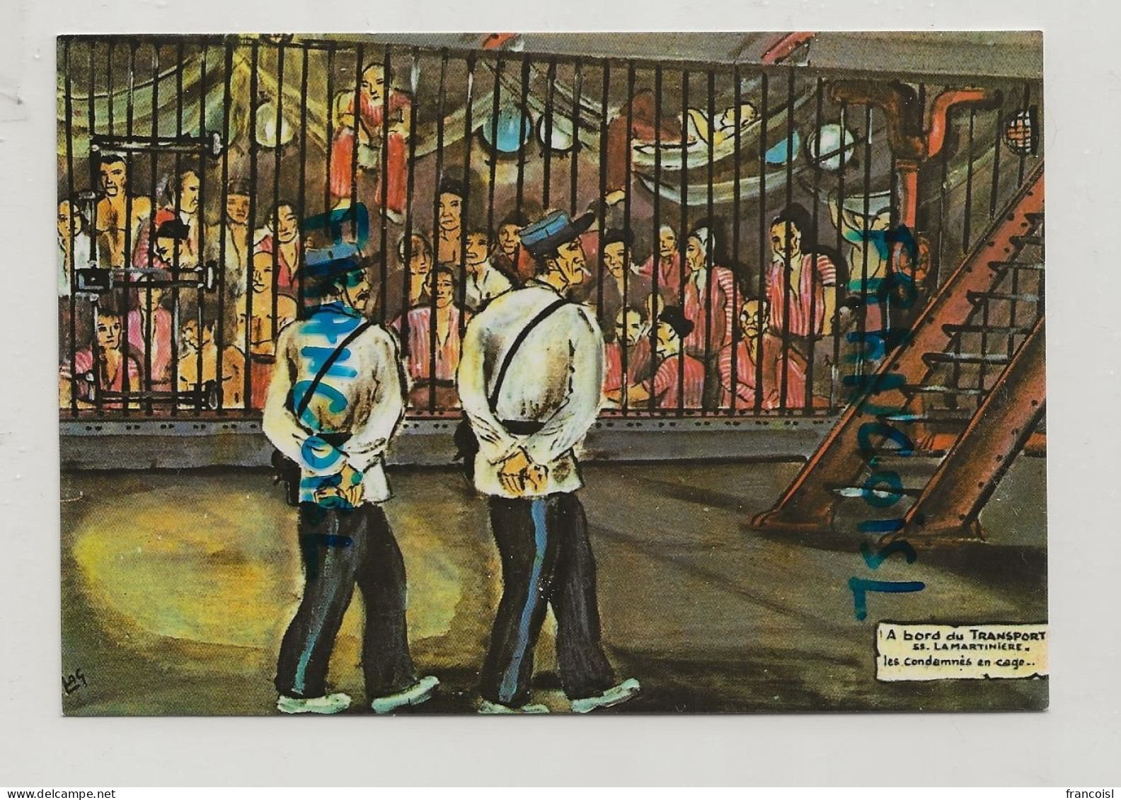 Guyane Française. Oeuvre Du Peintre "Forçat" Lagrange. "A Bord Du Transport Ss "La Martinière" - Gefängnis & Insassen