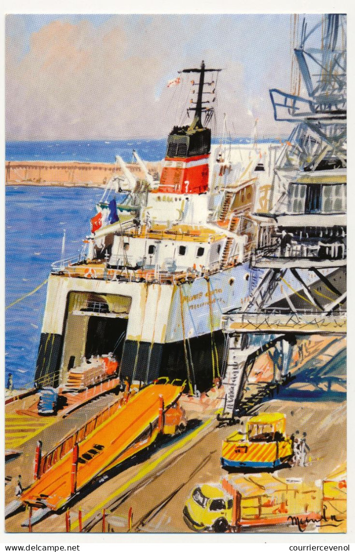 CPM - MARSEILLE (B Du R) - Embarquement à Bord Du Monte Cinto - Gouache, Collection René Mambrini - Joliette, Hafenzone