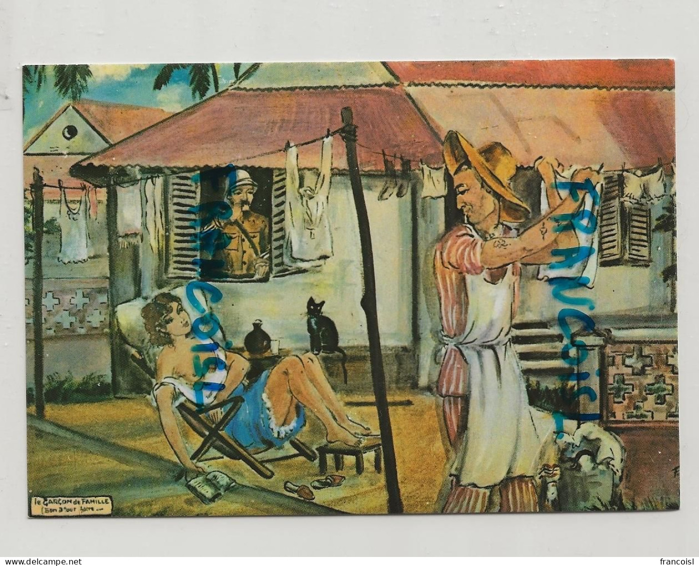 Guyane Française. Oeuvre Du Peintre "Forçat" Lagrange. "Le Garçon De Famille" - Gefängnis & Insassen