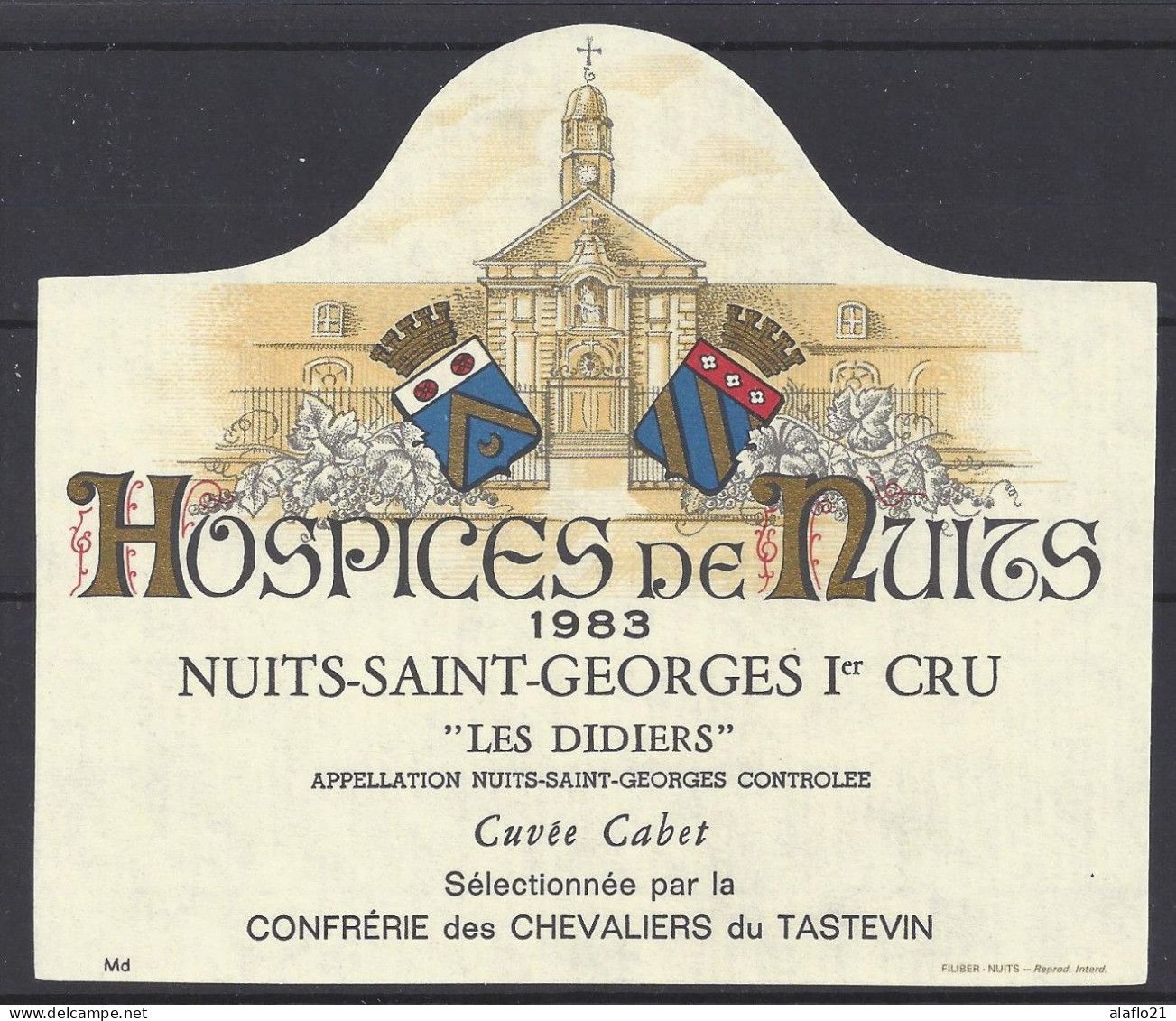 ETIQUETTE - HOSPICES De NUITS - NUITS-ST GEORGES 1er CRU - Les DIDIERS - Cuvée Cabet 1983 - Bourgogne