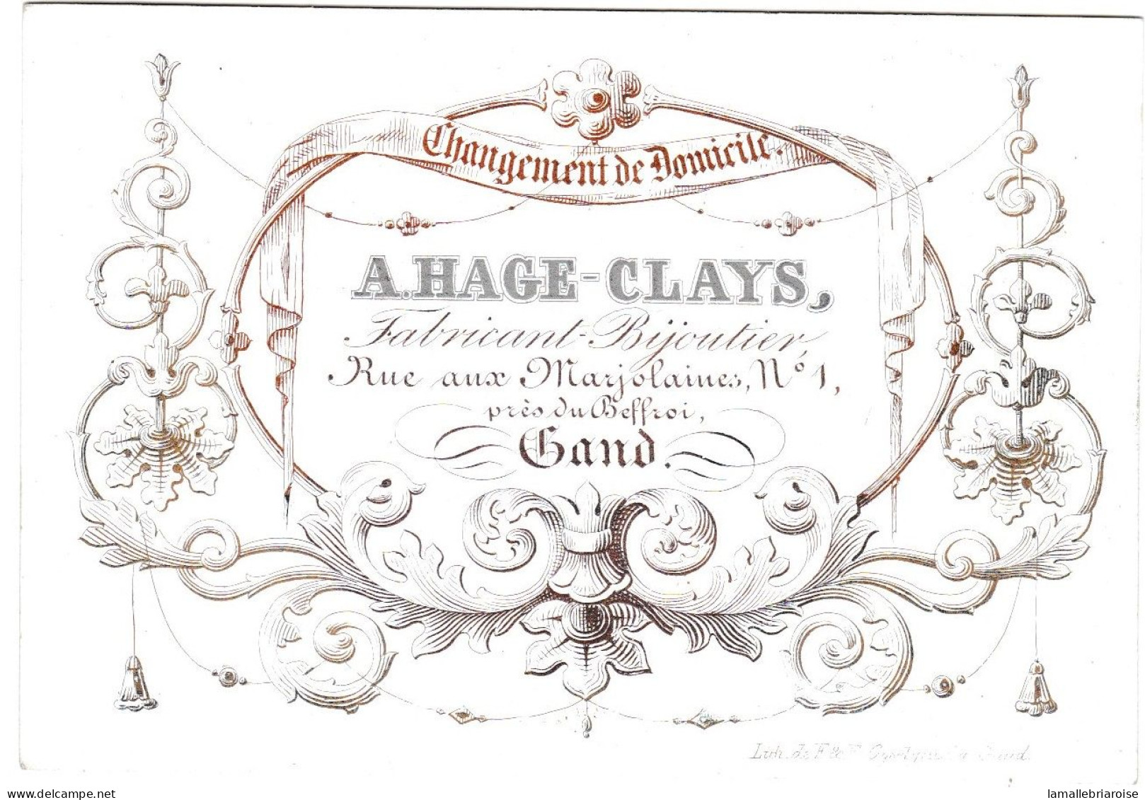 Belgique "Carte Porcelaine" Porseleinkaart, A.Hage - Clays, Bijoutier, Gand, Dim:108x 75mm - Cartes Porcelaine