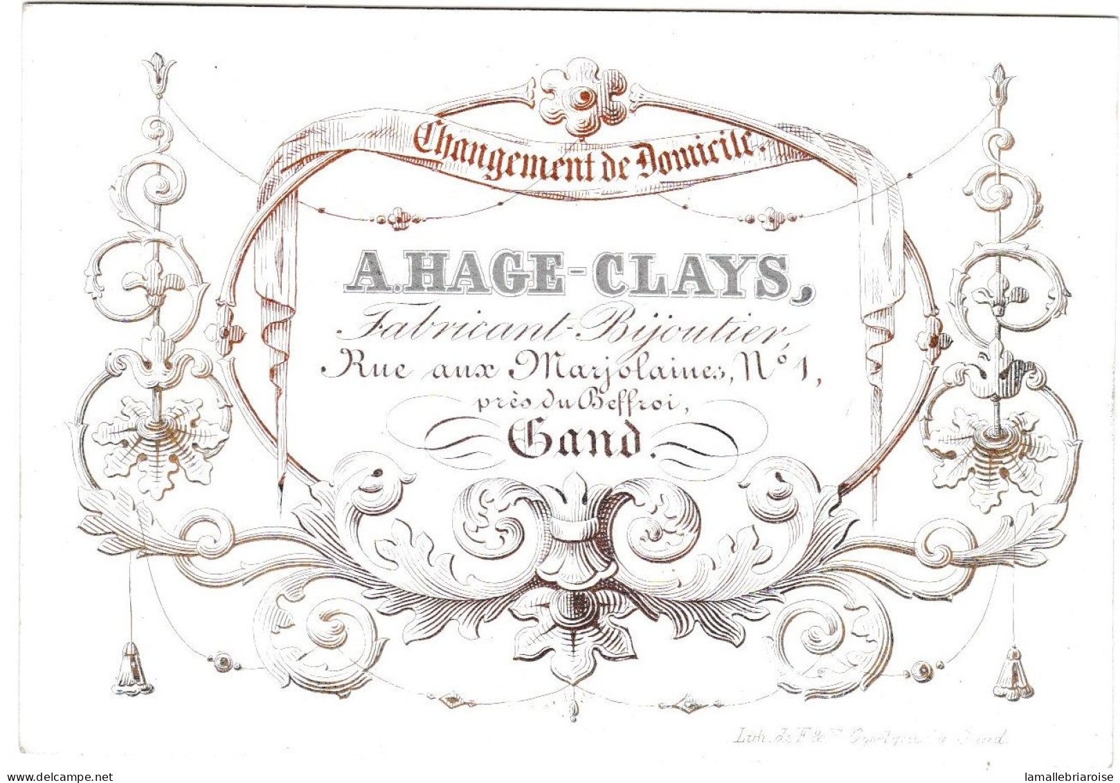 Belgique "Carte Porcelaine" Porseleinkaart, A.Hage - Clays, Bijoutier, Gand, Dim:108x 75mm - Cartoline Porcellana