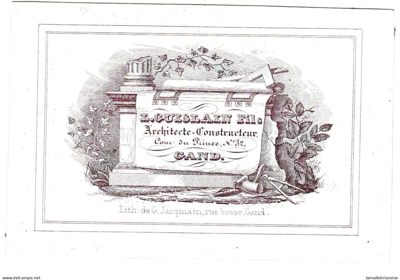 Belgique "Carte Porcelaine" Porseleinkaart, L. Guislain Fils, Architecte, Gand, Dim:107x 71mm - Porcelana