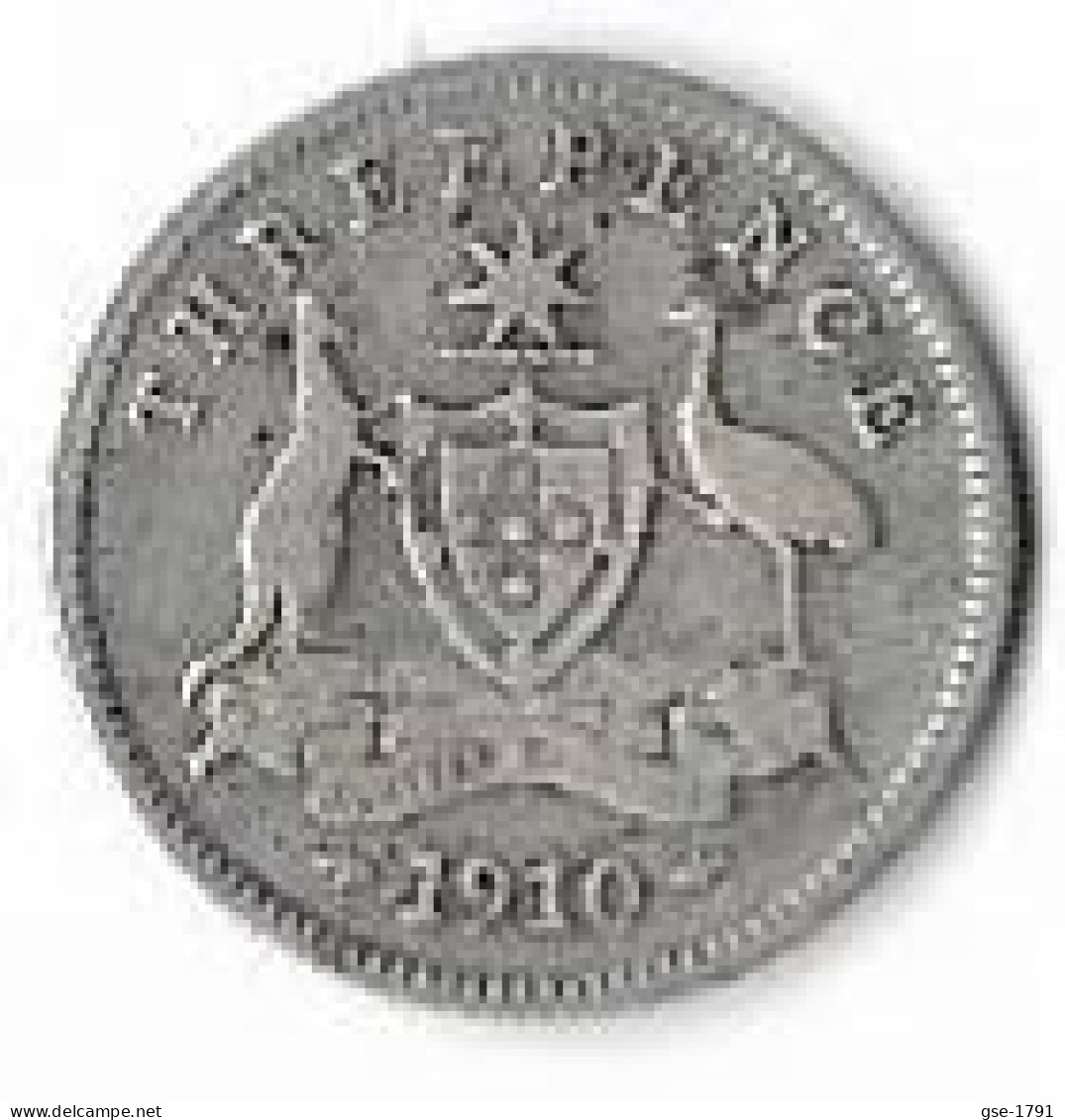 AUSTRALIE GEOGES V, 3 Pence,     Argent  1910 (L)  B+ - Non Classificati