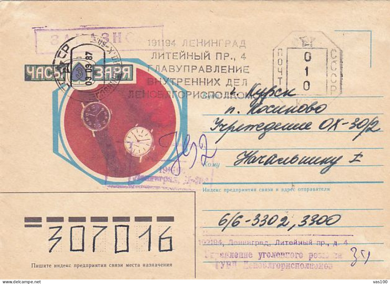 CLOCKS, WATCHES, SPECIAL COVER, 1987, RUSSIA - Horlogerie