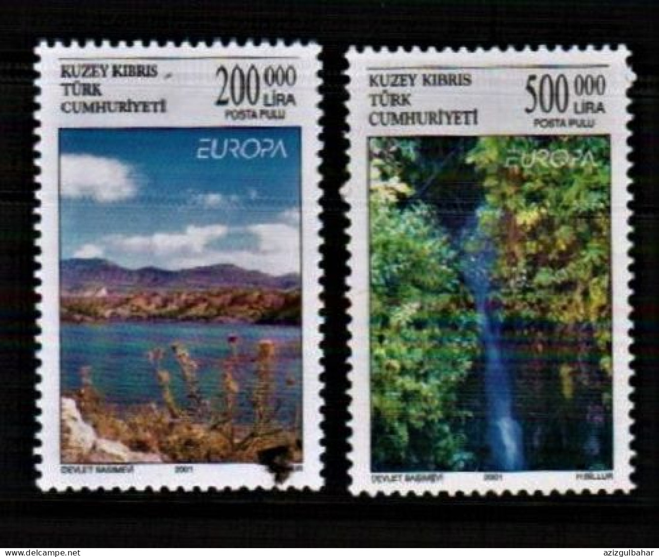 2001 - EUROPA - WATER FALLS - TURKISH CYPRIOT STAMPS - UMM STAMPS - 2001