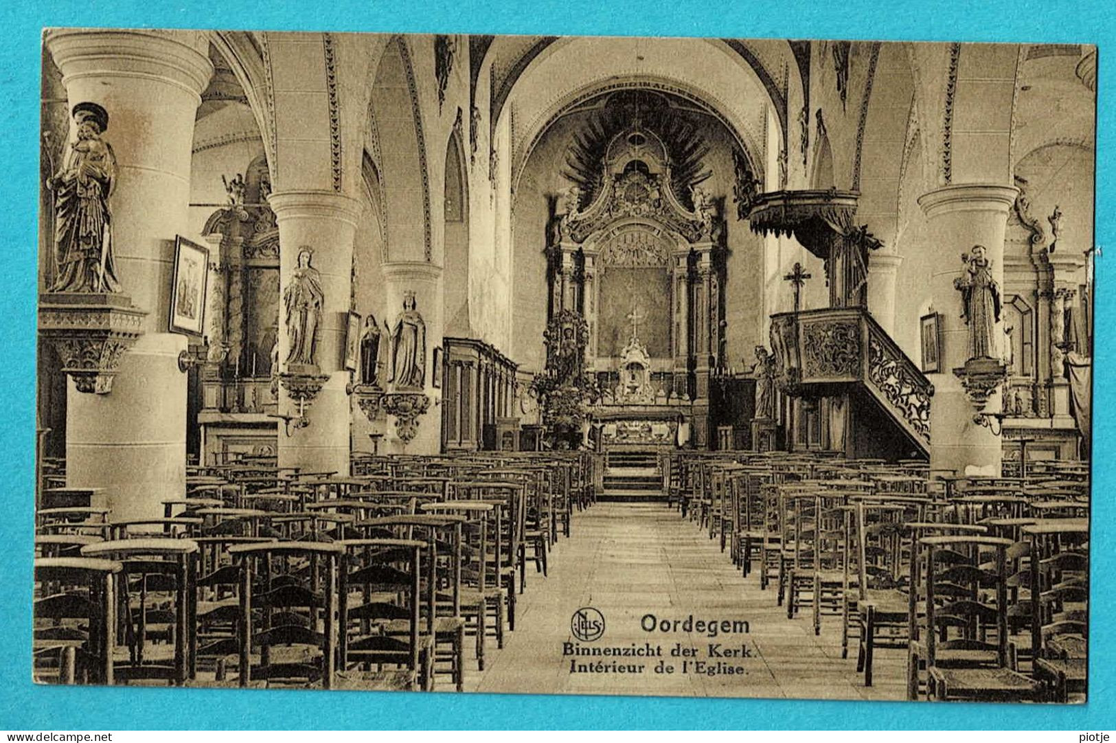 * Oordegem - Lede (Oost Vlaanderen) * (Nels, Uitgever C. Bracquené) Binnenzicht Kerk, Intérieur église, Old, Rare - Lede