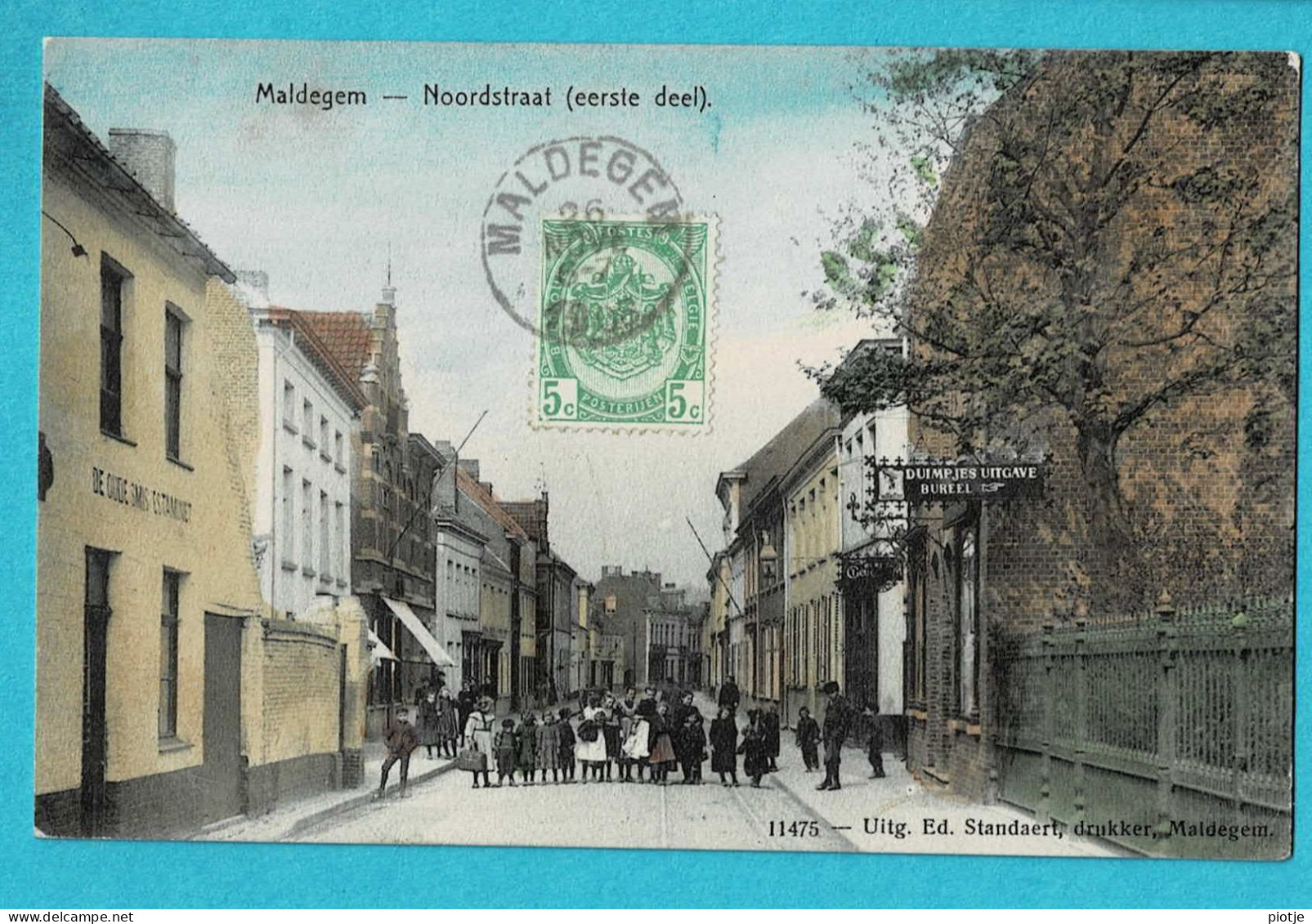 * Maldegem (Oost Vlaanderen) * (Uitg Ed Standaert, Nr 11475 - KLEUR) Noordstraat, Eerste Deel, Animée, Estaminet, TOP - Maldegem