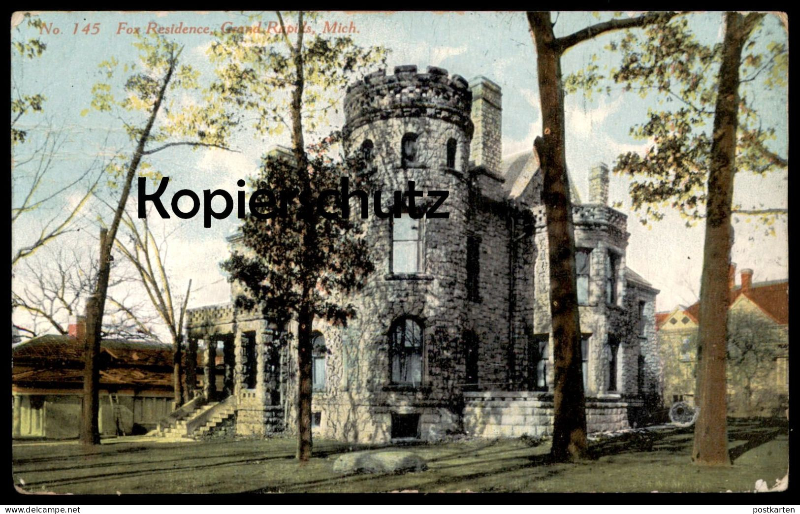 ALTE POSTKARTE GRAND RAPIDS FOX RESIDENCE 1911 MICHIGAN Villa Haus Postcard Ansichtskarte AK Cpa - Grand Rapids