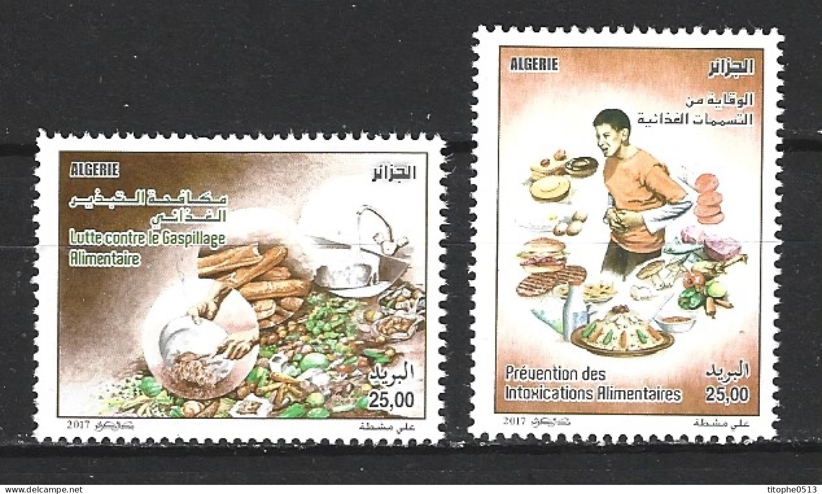 ALGERIE. N°1772-3 De 2017. Gaspillage Alimentaire/Intoxication Alimentaire. - Alimentation