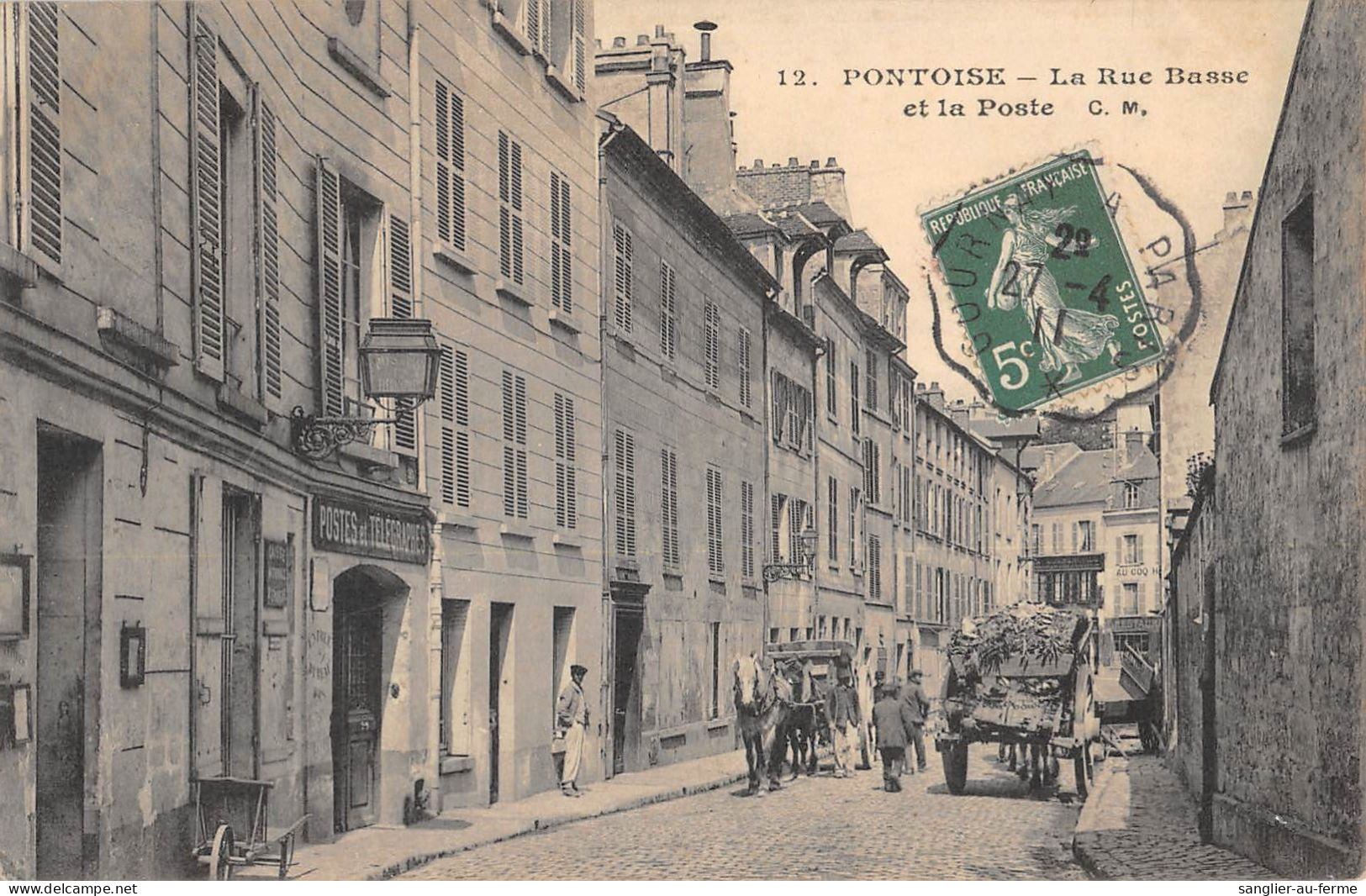 CPA 95 PONTOISE / LA RUE BASSE ET LA POSTE - Pontoise