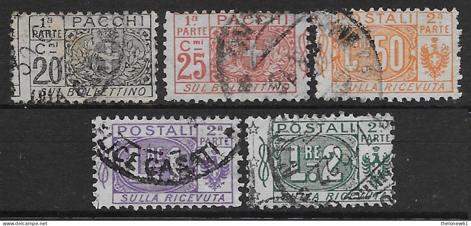 Italia Italy 1914 Regno Pacchi Postali Nodo Savoia Sezioni 5val Sa N.PP9-PP13 US - Paketmarken