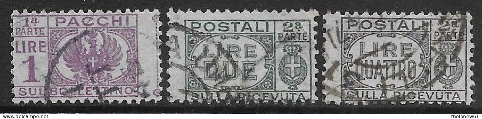 Italia Italy 1945 Luogotenenza Pacchi Postali Senza Fasci Sezioni 3val Sa N.PP60-PP61,PP63 US - Colis-postaux