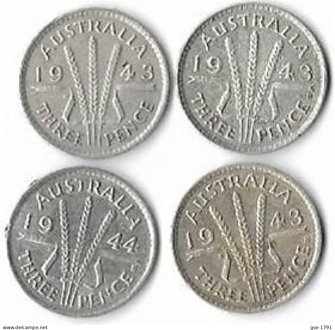 AUSTRALIE GEOGES VI, 3 Pence,     Argent , Lot De 4 Pièces  TB+ - Non Classés