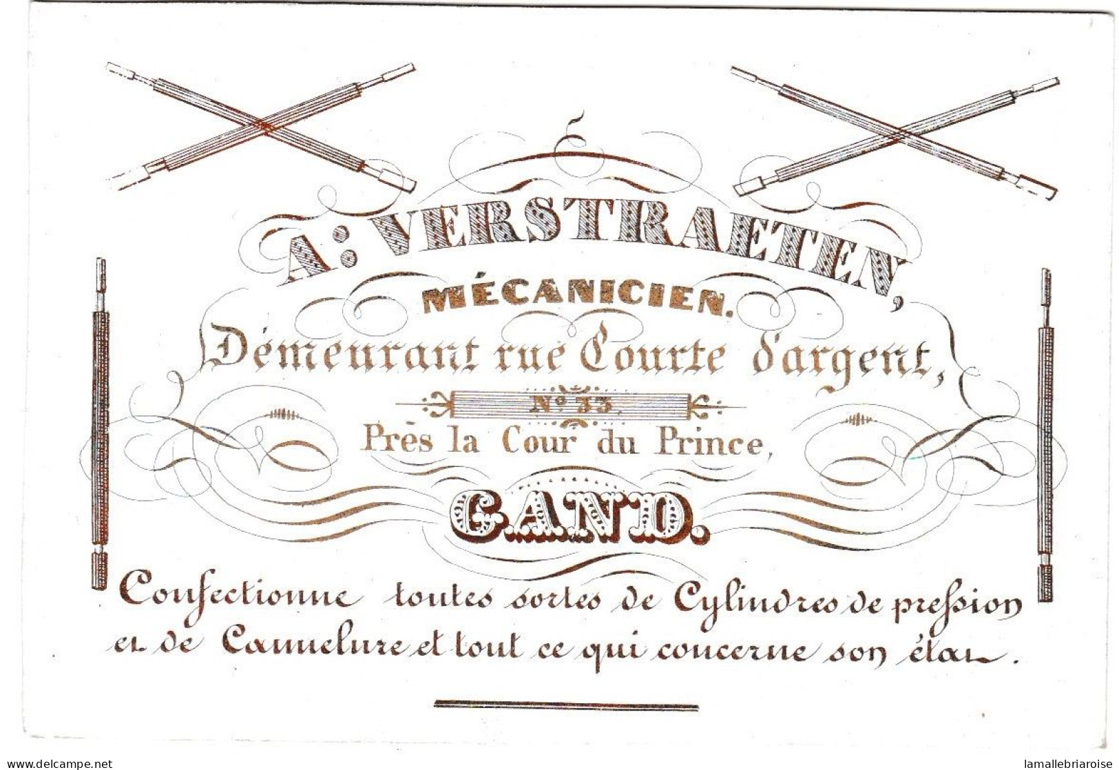 Belgique "Carte Porcelaine" Porseleinkaart, A. Verstraeten, Mecanicien, Gand, Dim:96x 65mm - Porcelana