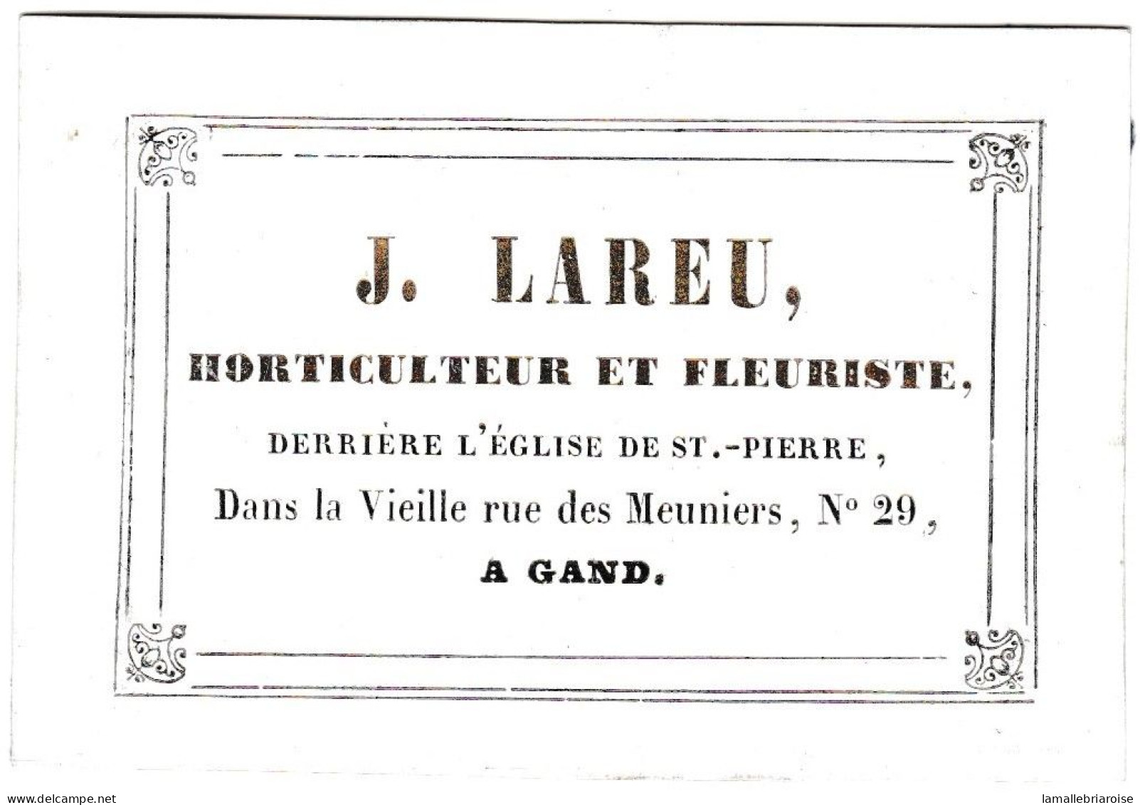 Belgique "Carte Porcelaine" Porseleinkaart, J. Lareu, Horticulteur Et Fleuriste, Gand, Dim:85x 57mm - Cartoline Porcellana