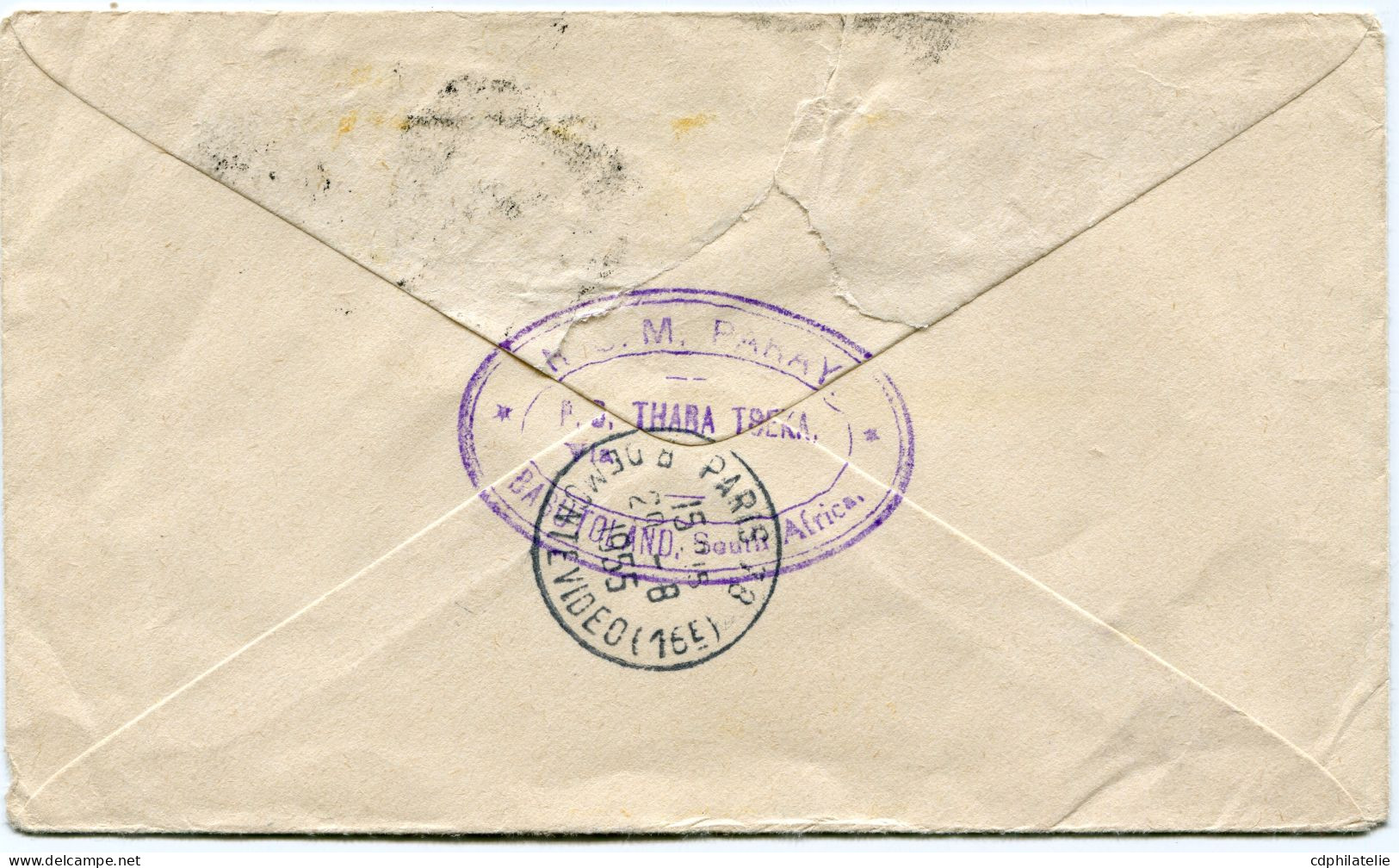 BASUTOLAND LETTRE DEPART THARA TSEKA 2 AUG 55 POUR PARIS PUIS POUR SARLAT ( CACHET D'ARRIVEE SARLAT SUR UN DES TIMBRES ) - 1933-1964 Kolonie Van De Kroon