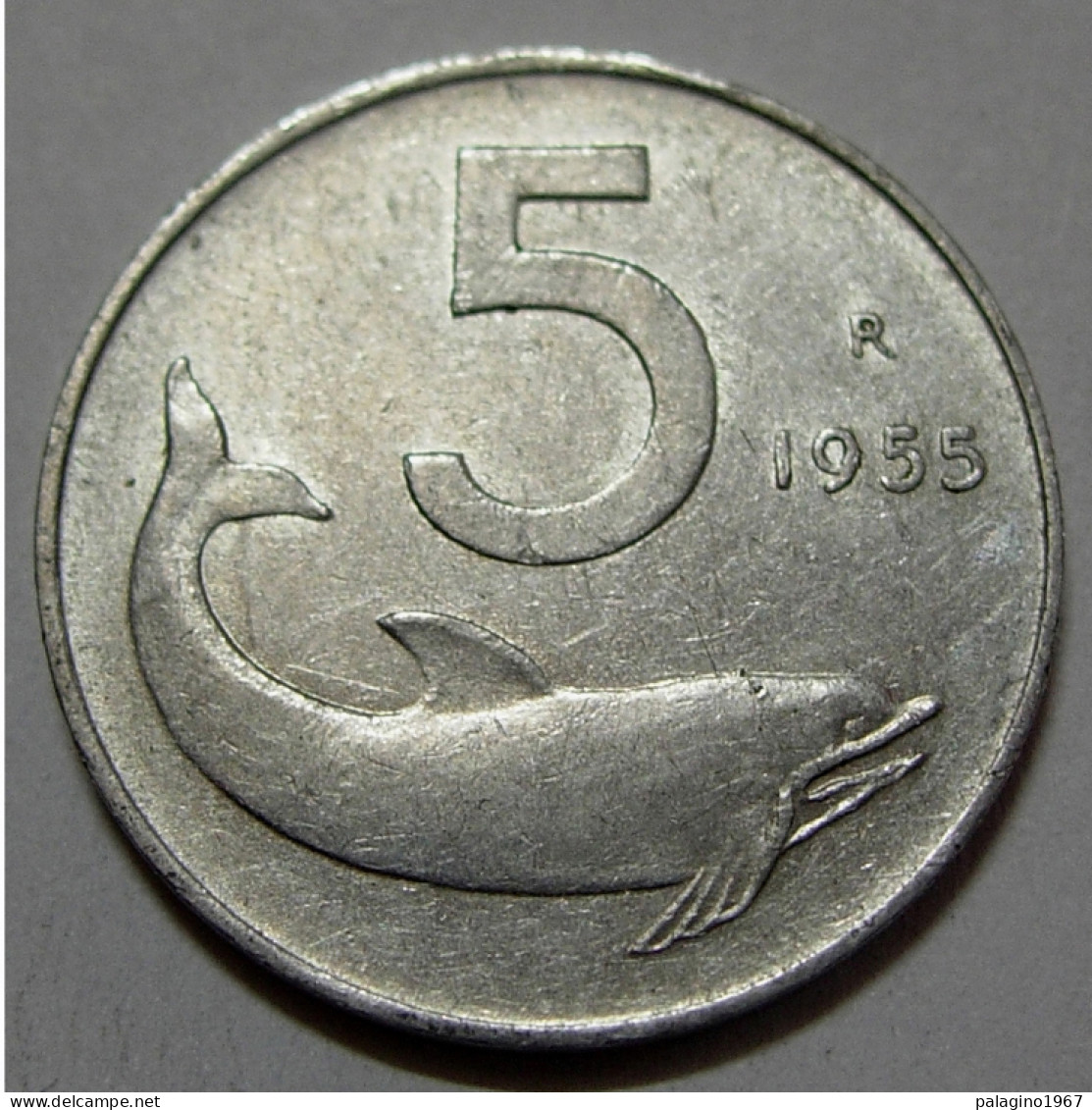 REPUBBLICA ITALIANA 5 Lire Delfino 1955 QSPL  - 5 Lire