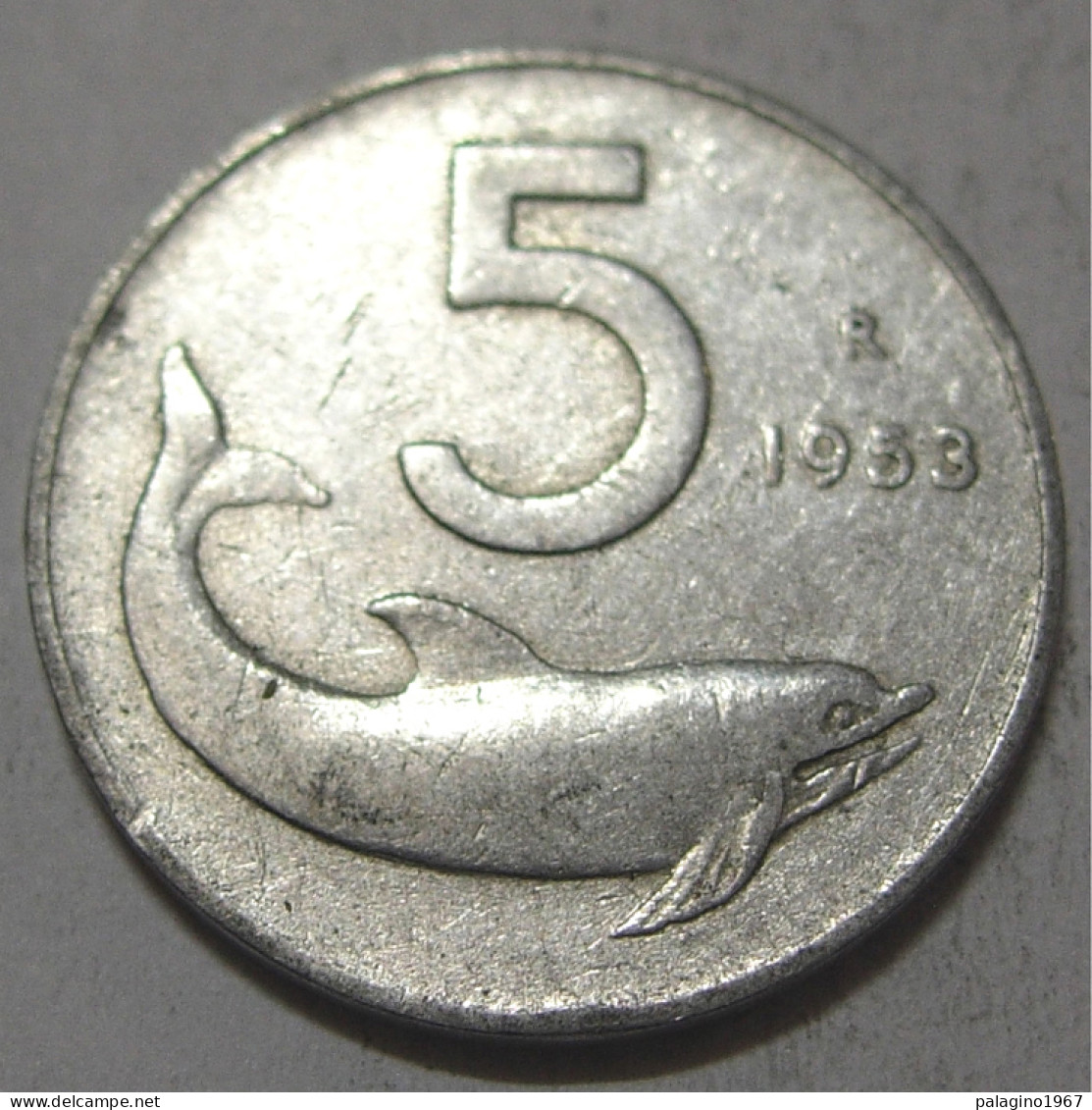 REPUBBLICA ITALIANA 5 Lire Delfino 1953 BB  - 5 Liras