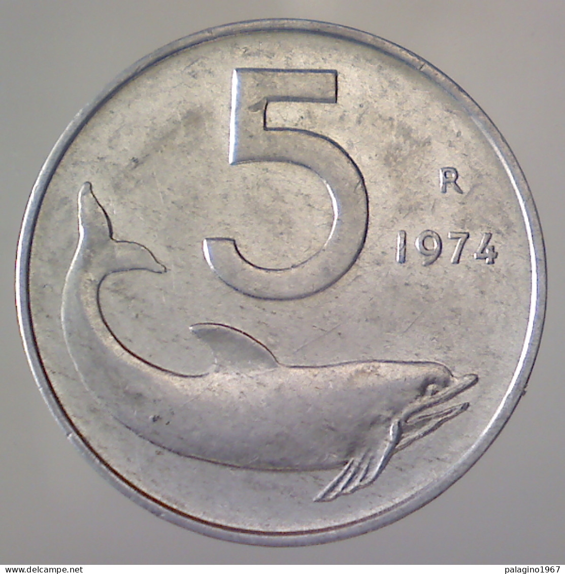 REPUBBLICA ITALIANA 5 Lire Delfino 1974 SPL QFDC  - 5 Lire