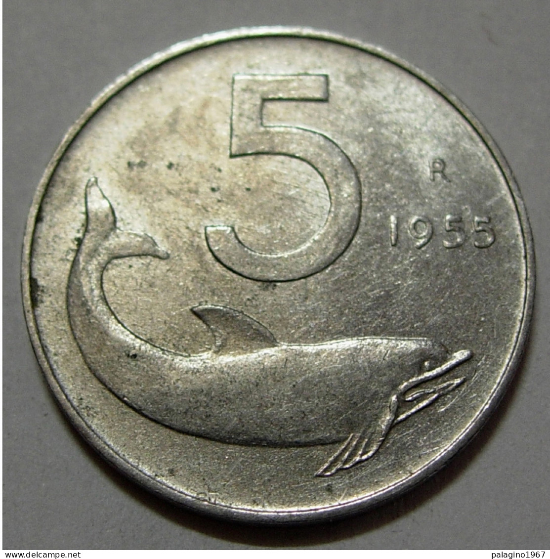 REPUBBLICA ITALIANA 5 Lire Delfino 1955 QSPL  - 5 Lire