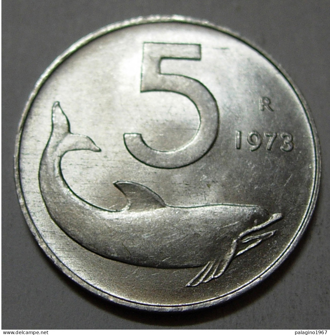 REPUBBLICA ITALIANA 5 Lire Delfino 1973 QFDC  - 5 Lire