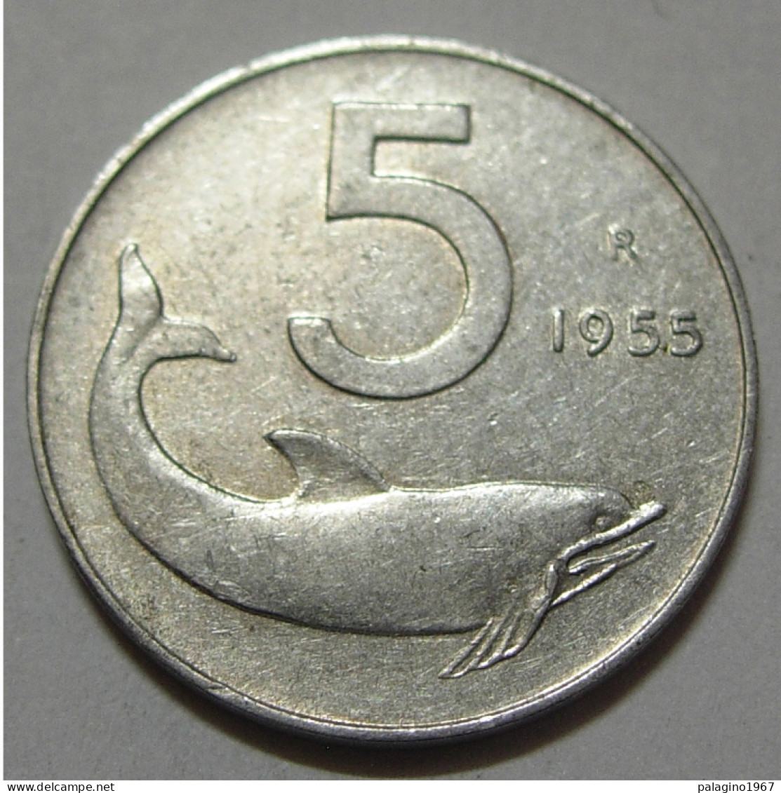 REPUBBLICA ITALIANA 5 Lire Delfino 1955 QSPL  - 5 Lire