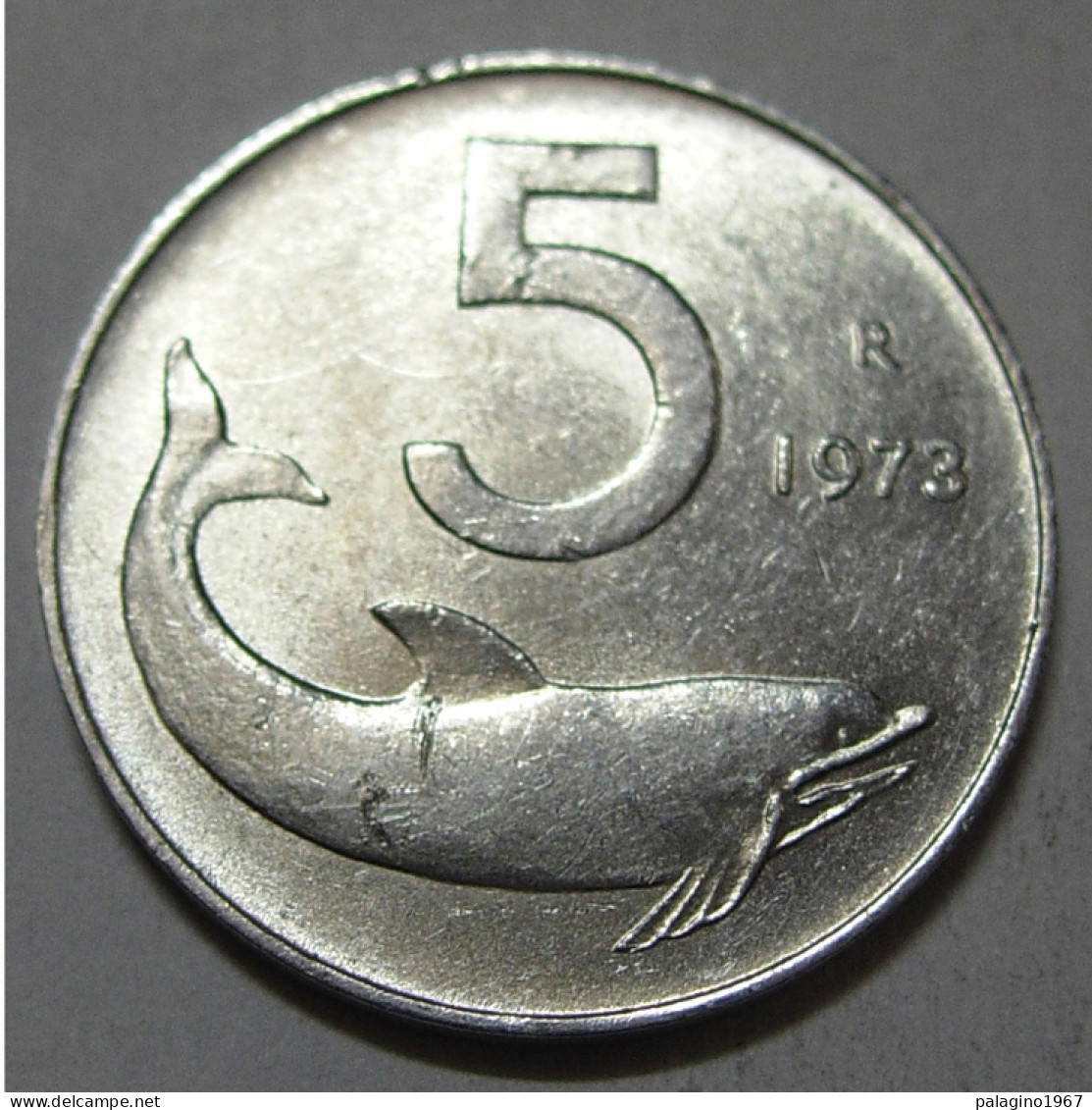 REPUBBLICA ITALIANA 5 Lire Delfino 1973 SPL  - 5 Lire