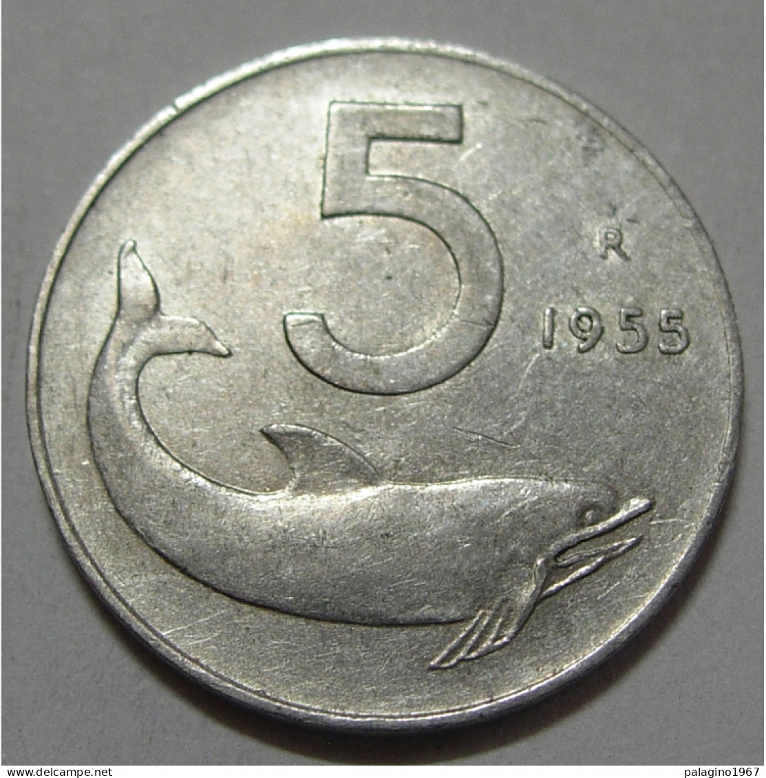 REPUBBLICA ITALIANA 5 Lire Delfino 1955 BB+  - 5 Lire