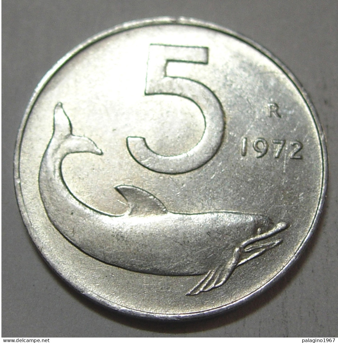 REPUBBLICA ITALIANA 5 Lire Delfino 1972 SPL  - 5 Liras