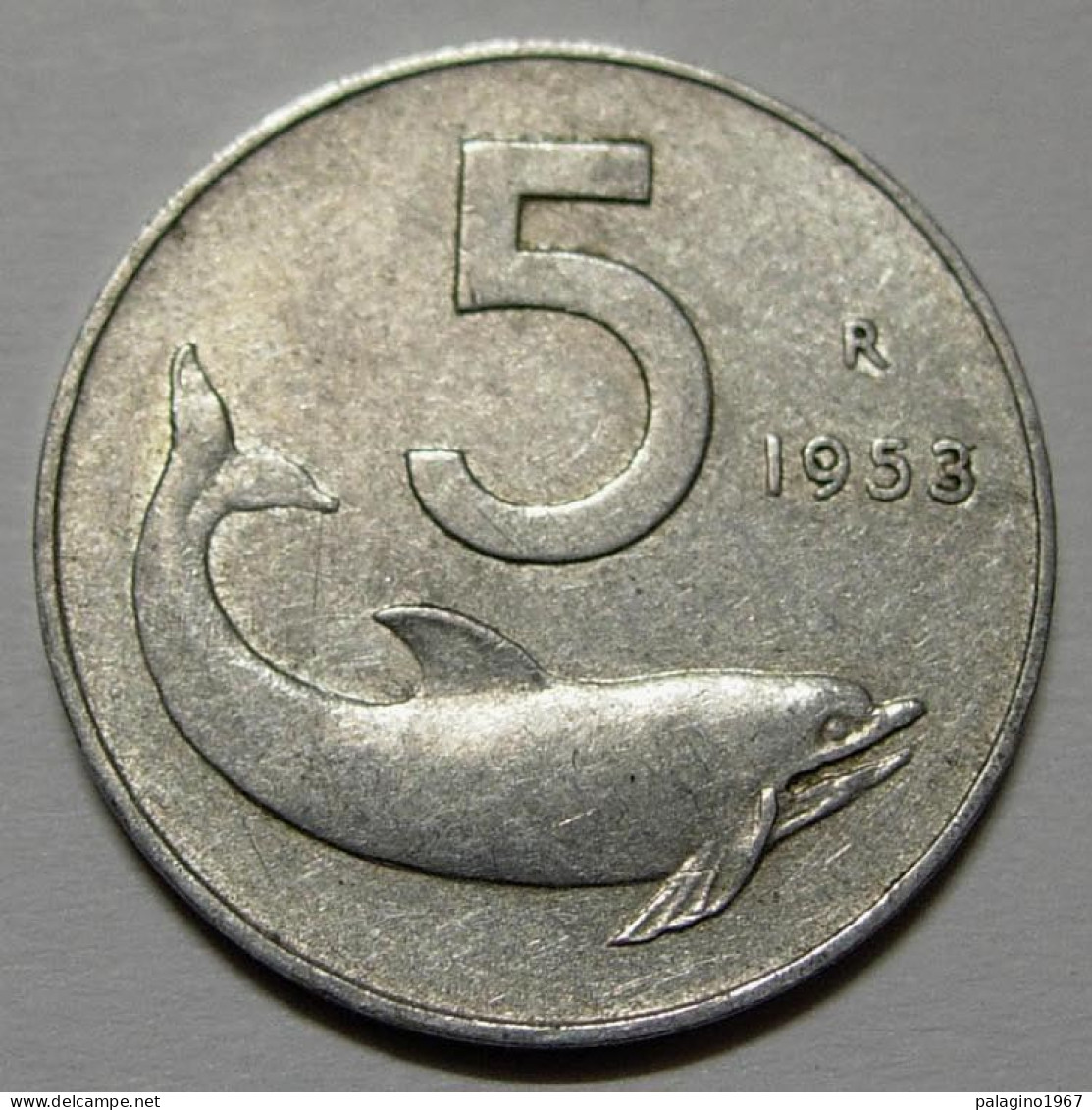 REPUBBLICA ITALIANA 5 Lire Delfino 1953 QBB  - 5 Lire