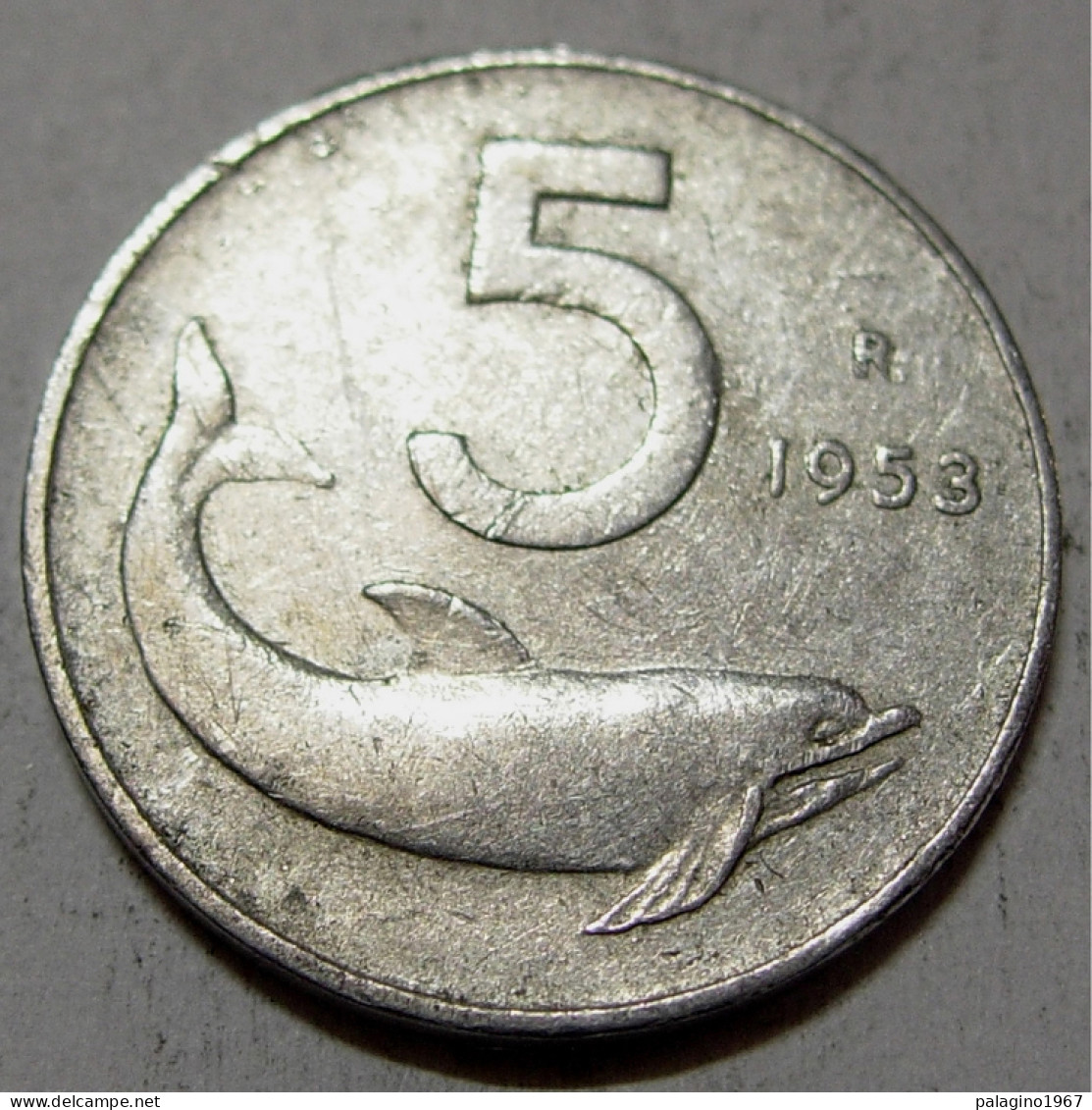 REPUBBLICA ITALIANA 5 Lire Delfino 1953 QBB  - 5 Liras