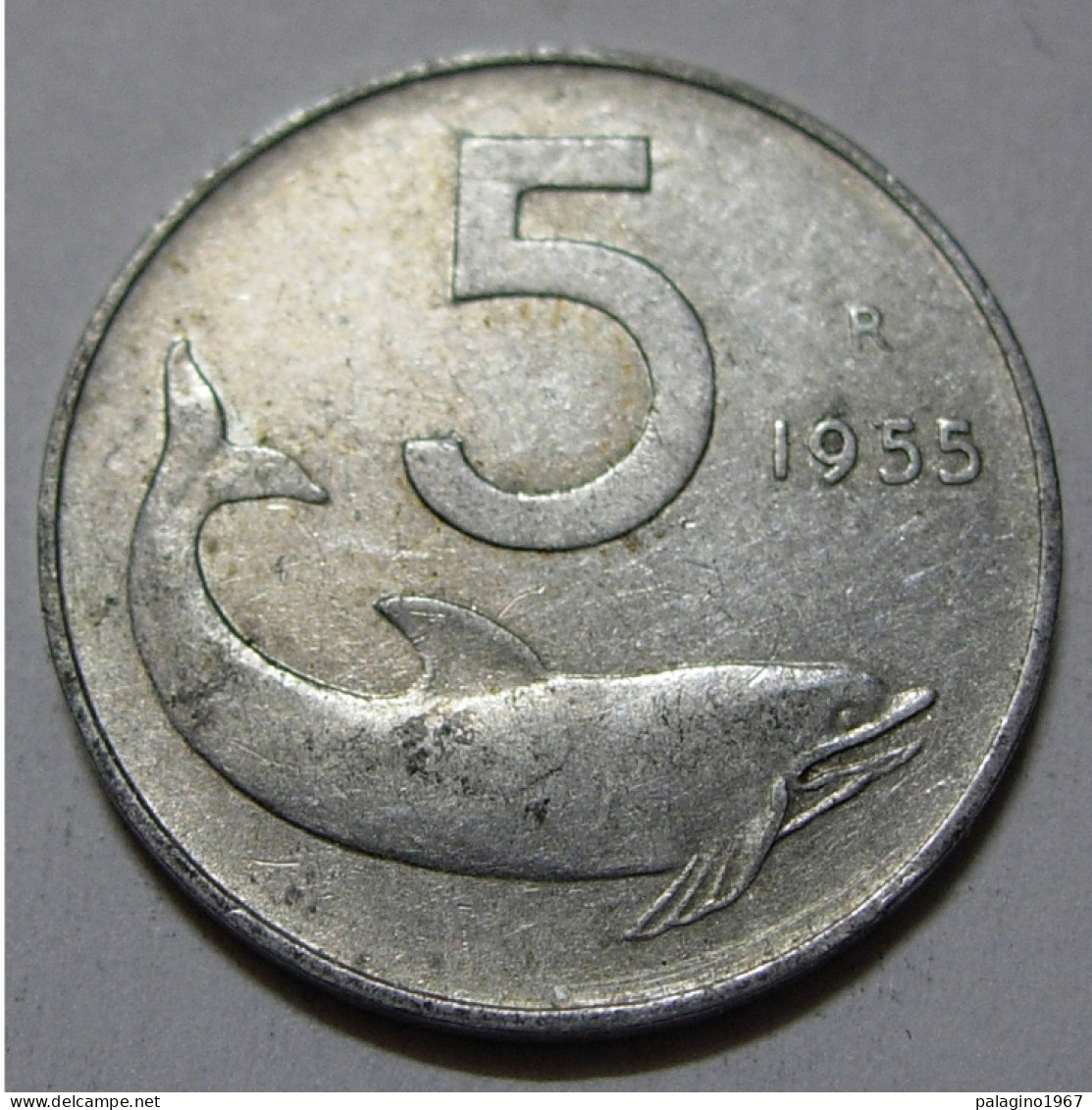 REPUBBLICA ITALIANA 5 Lire Delfino 1955 BB+  - 5 Liras