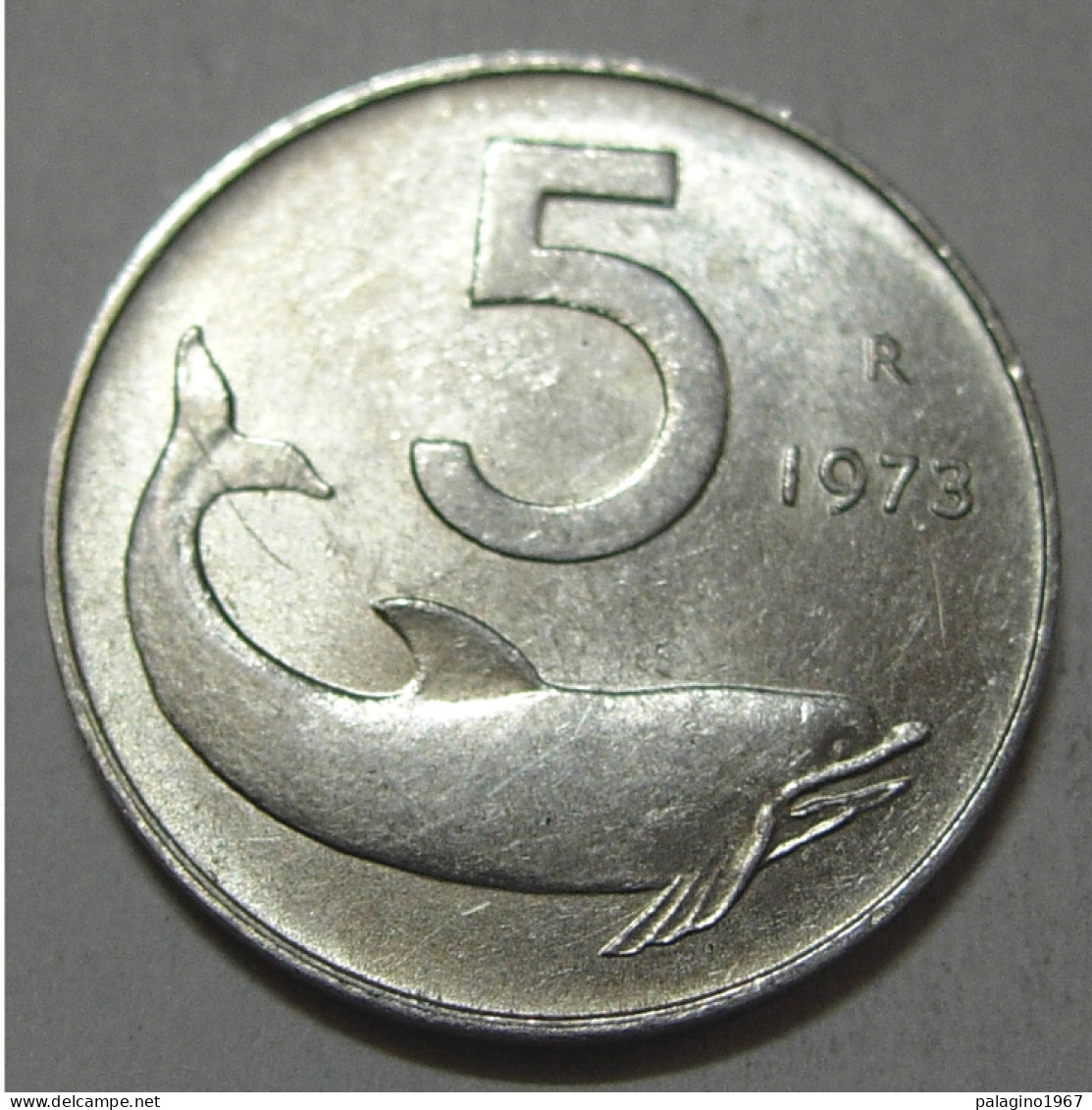 REPUBBLICA ITALIANA 5 Lire Delfino 1973 QSPL  - 5 Liras