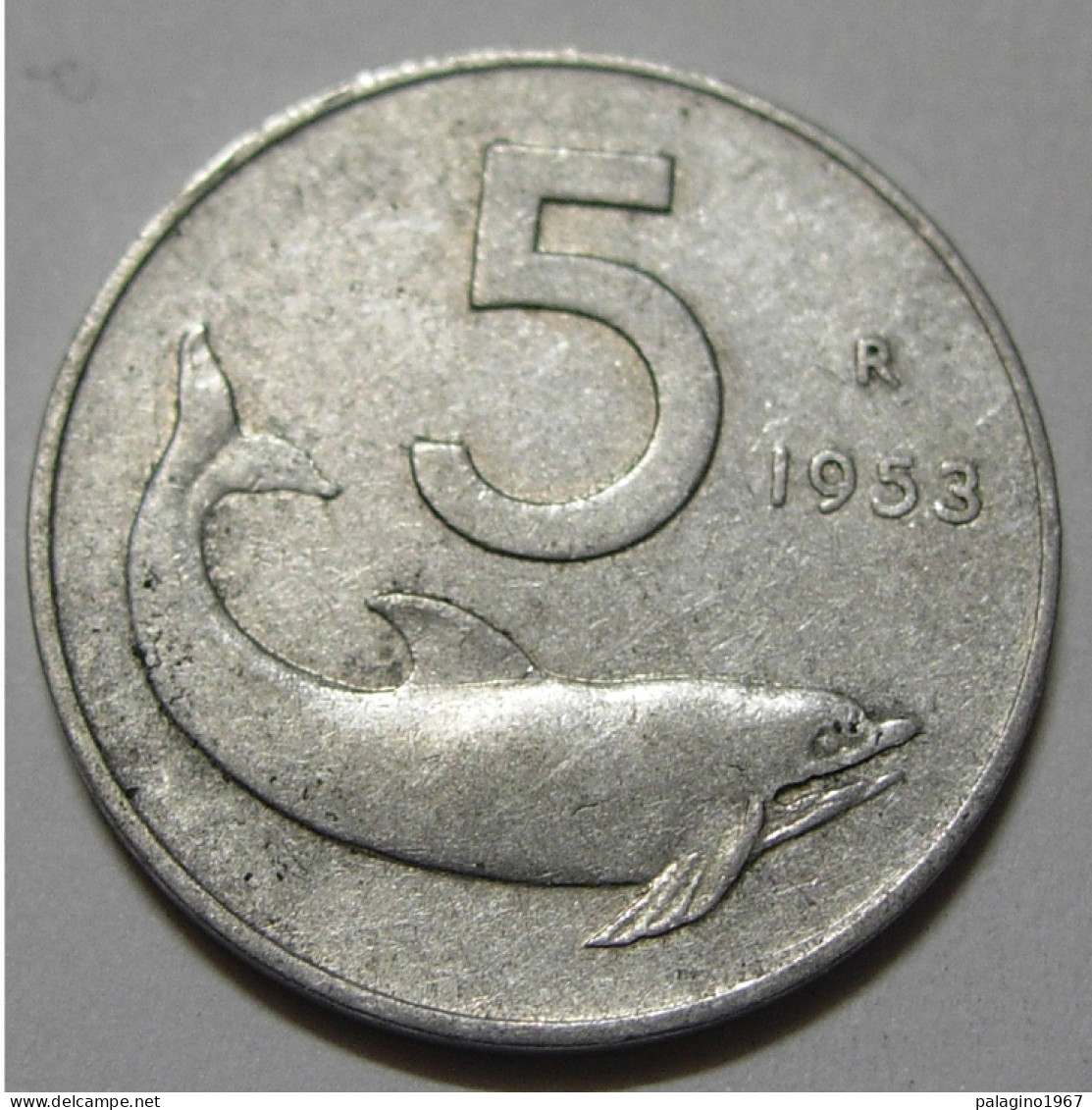 REPUBBLICA ITALIANA 5 Lire Delfino 1953 QBB  - 5 Liras