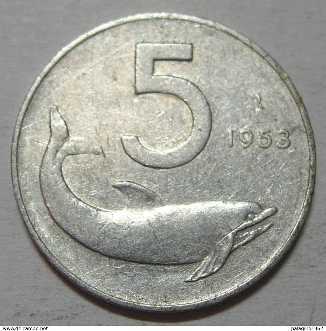 REPUBBLICA ITALIANA 5 Lire Delfino 1953 QBB  - 5 Lire