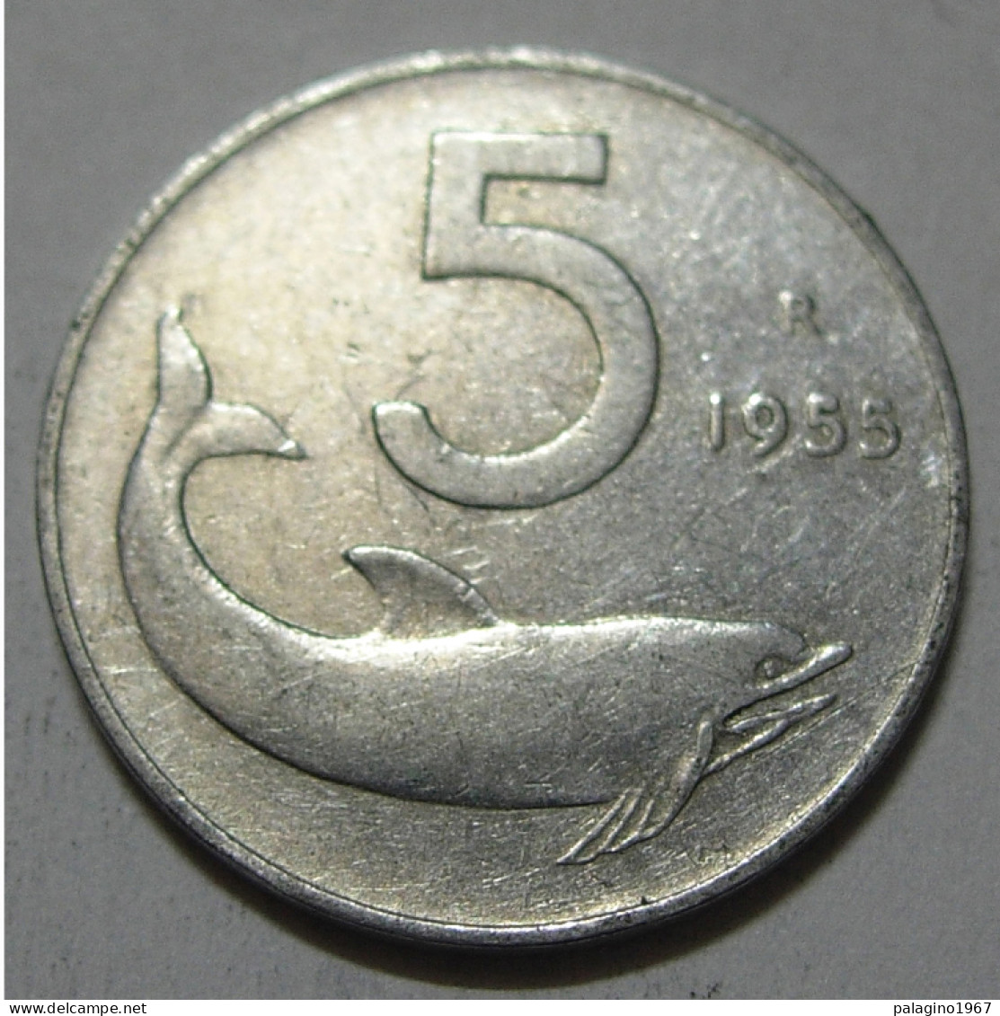 REPUBBLICA ITALIANA 5 Lire Delfino 1955 BB  - 5 Lire