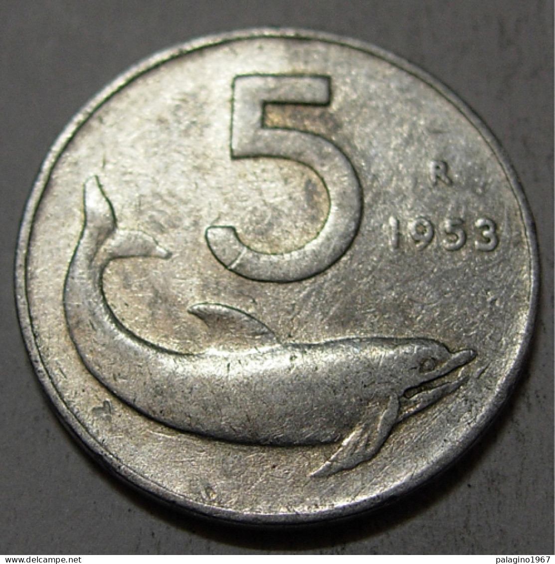 REPUBBLICA ITALIANA 5 Lire Delfino 1953 MB QBB  - 5 Lire