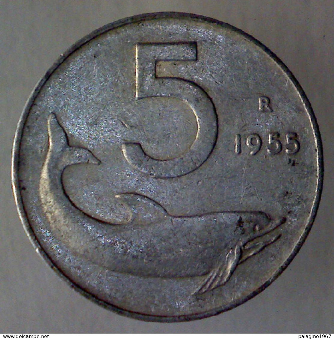 REPUBBLICA ITALIANA 5 Lire Delfino 1955 QBB  - 5 Lire