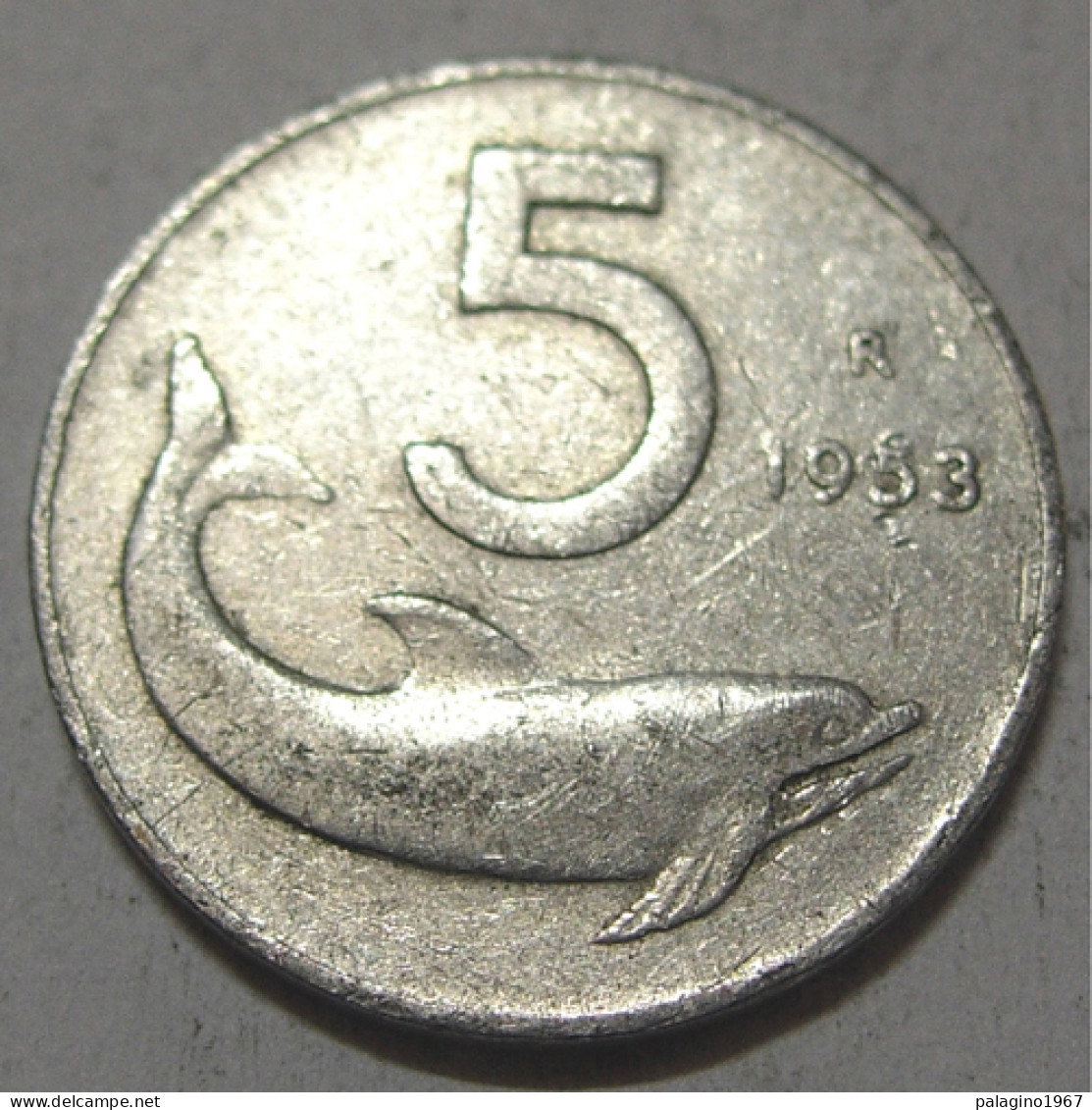 REPUBBLICA ITALIANA 5 Lire Delfino 1953 MB QBB  - 5 Liras