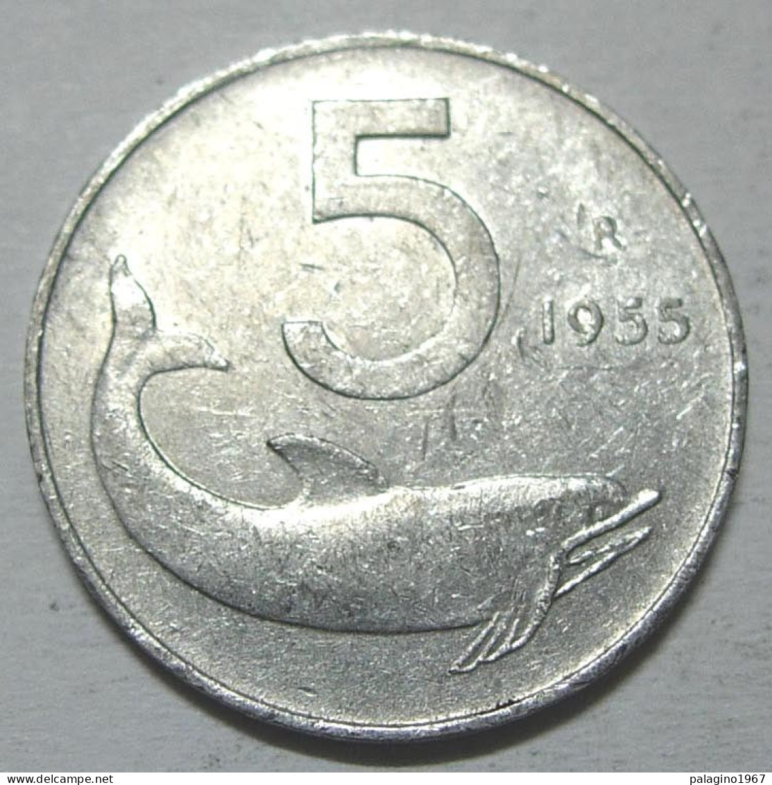 REPUBBLICA ITALIANA 5 Lire Delfino 1955 QBB  - 5 Lire