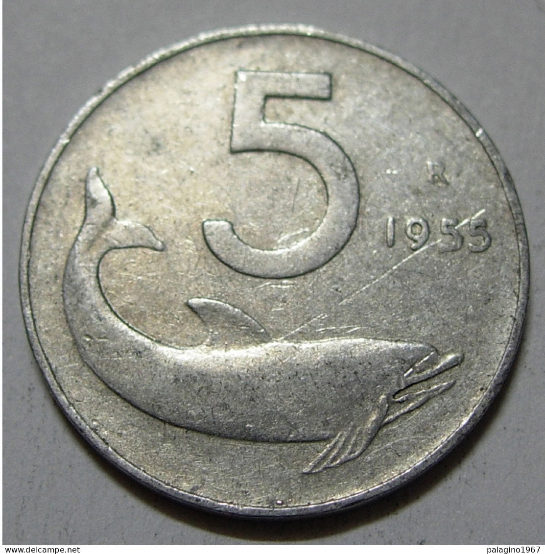 REPUBBLICA ITALIANA 5 Lire Delfino 1955 QBB  - 5 Liras