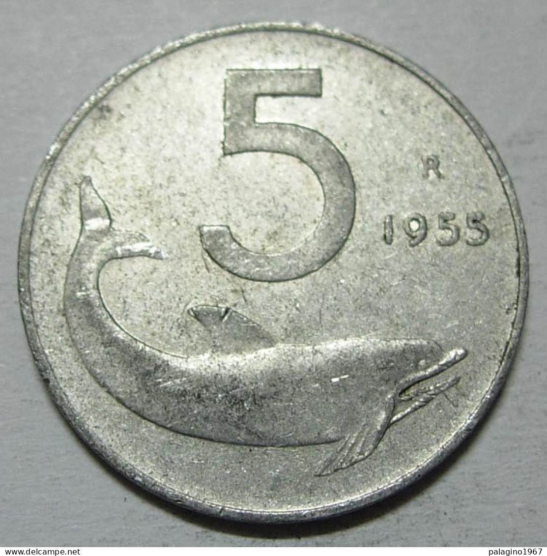 REPUBBLICA ITALIANA 5 Lire Delfino 1955 QBB  - 5 Lire